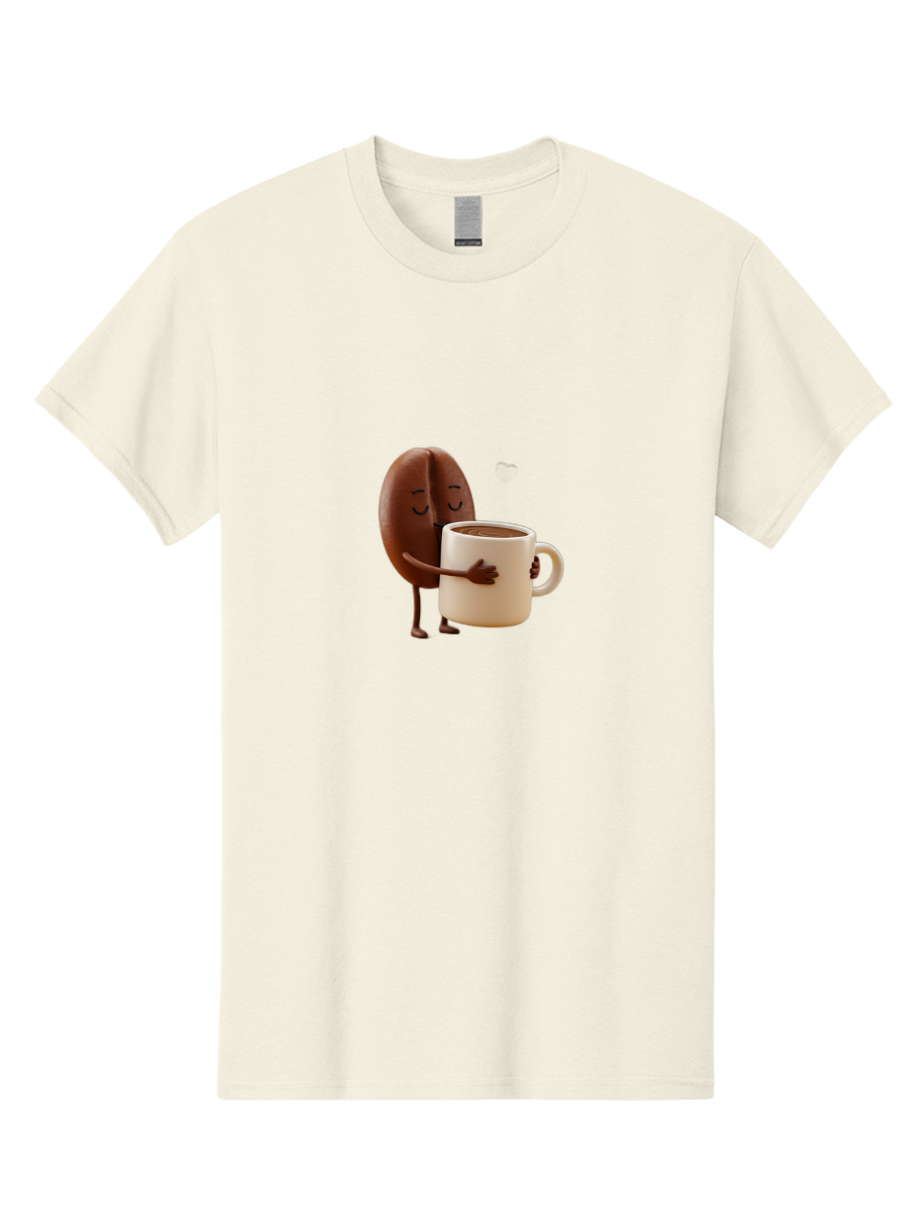 Coffee-Bean Men'S Graphic Tee, 100% Cotton, Comfortable Casual Summer Wear, Machine Washable, Coffee Bean, Anthropomorphic Character, Holding Coffee Cup, Warm Beverage, Coffee Lover, Cute Character, Cartoon Style, Morning Routine, Coffee Time Bab781 3