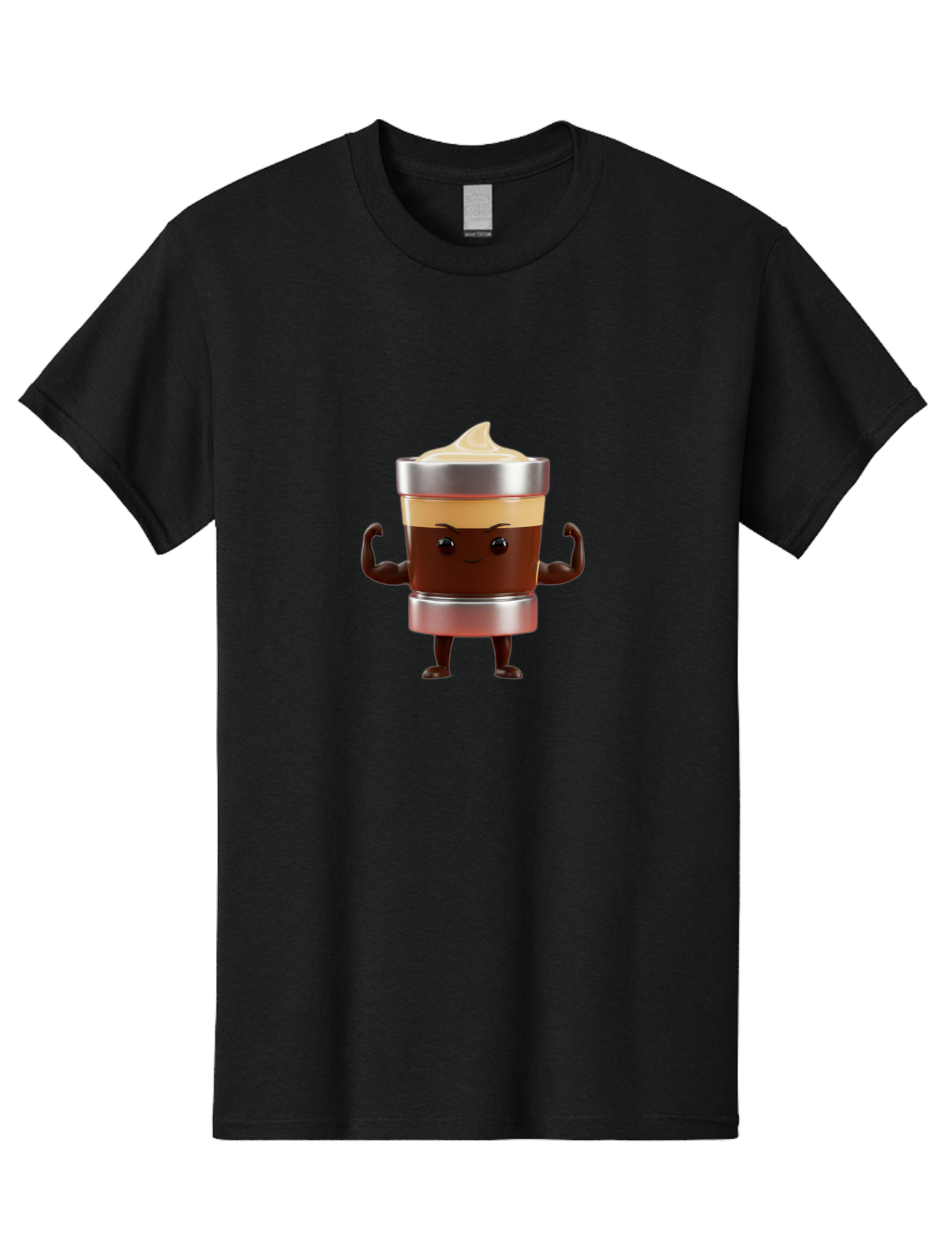 Coffee-Cup-Character Men'S Graphic Tee, 100% Cotton, Comfortable Casual Summer Wear, Machine Washable, Coffee Cup Character, Flexing Muscles, Strong Coffee, Cartoon Style, Playful Design, 3D Illustration, Coffee Lover, Morning Motivation Bab795 15