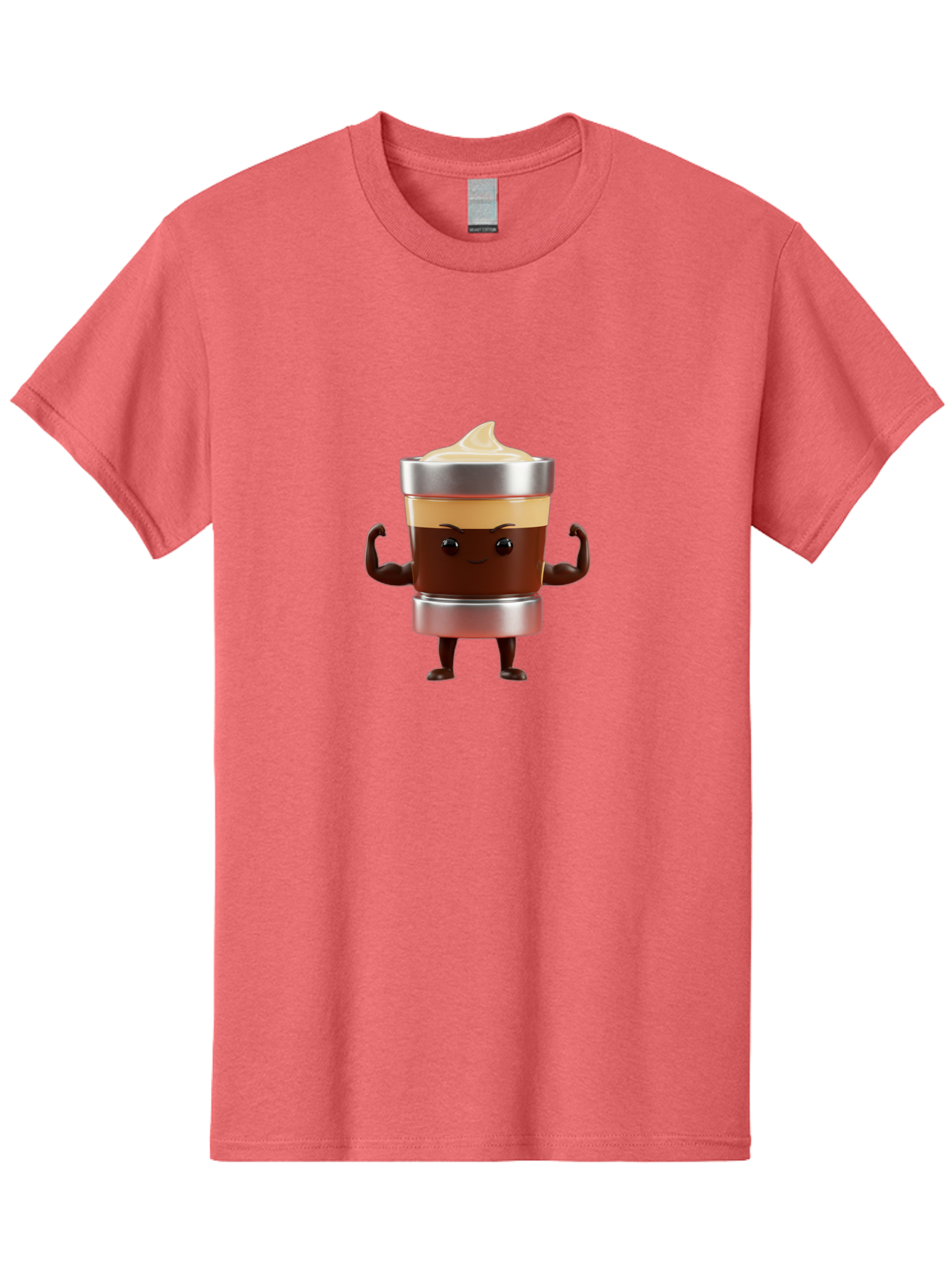 Coffee-Cup-Character Men'S Graphic Tee, 100% Cotton, Comfortable Casual Summer Wear, Machine Washable, Coffee Cup Character, Flexing Muscles, Strong Coffee, Cartoon Style, Playful Design, 3D Illustration, Coffee Lover, Morning Motivation Bab795 9