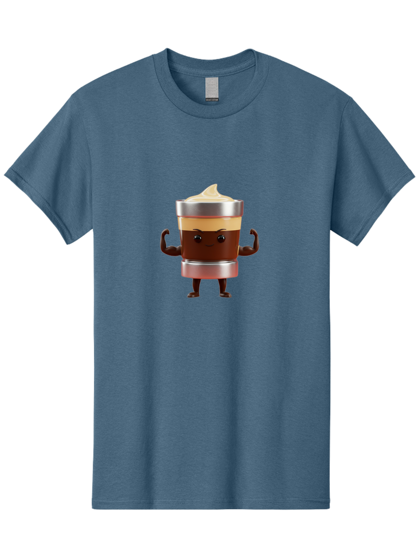 Coffee-Cup-Character Men'S Graphic Tee, 100% Cotton, Comfortable Casual Summer Wear, Machine Washable, Coffee Cup Character, Flexing Muscles, Strong Coffee, Cartoon Style, Playful Design, 3D Illustration, Coffee Lover, Morning Motivation Bab795 10