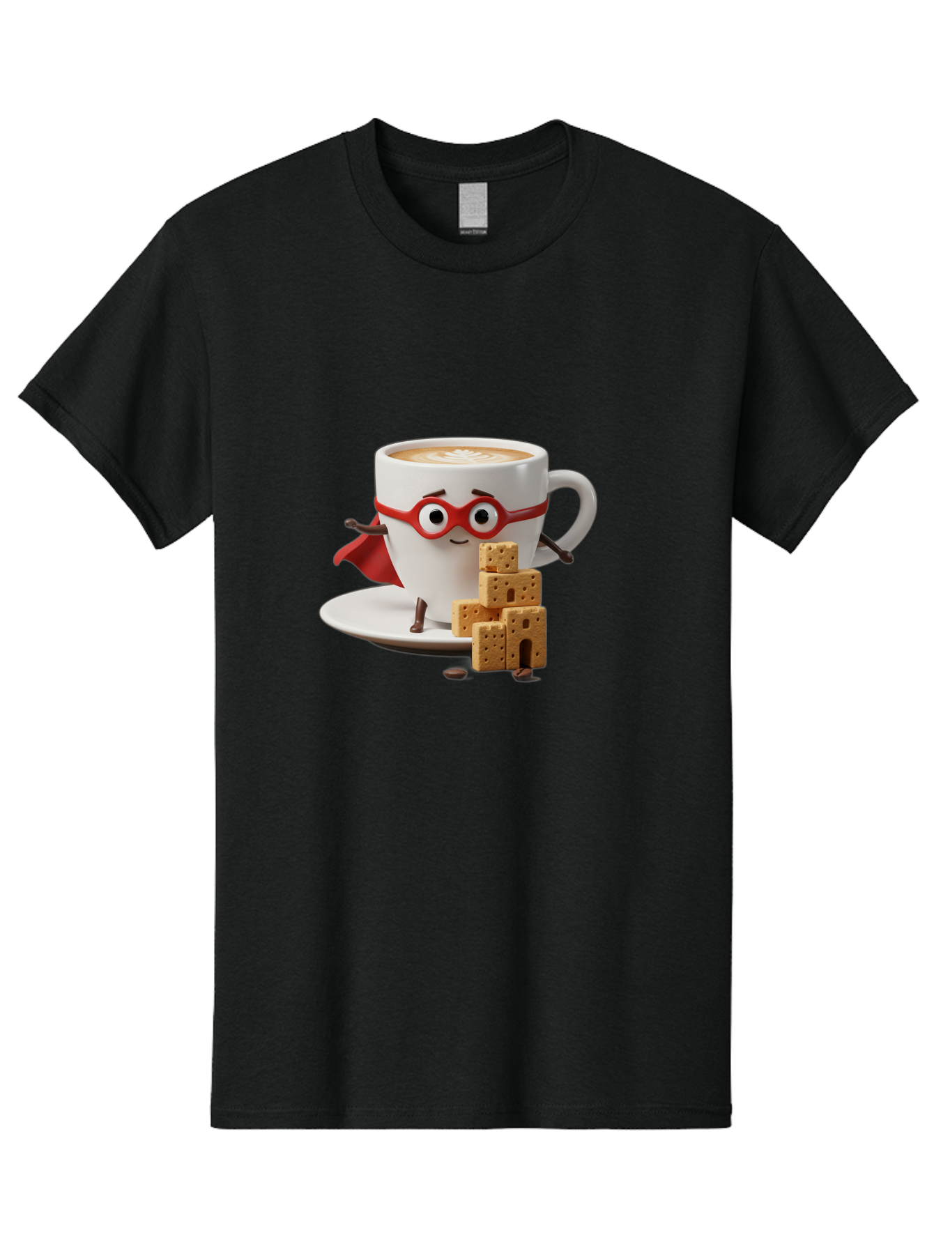 Coffee-Cup-Hero Men'S Graphic Tee, 100% Cotton, Comfortable Casual Summer Wear, Machine Washable, Coffee Cup With Face, Superhero Costume, Red Glasses, Cape, Biscuits, Chocolate Chips, Coffee Lover, Morning Routine, Funny Cartoon Bab797 9