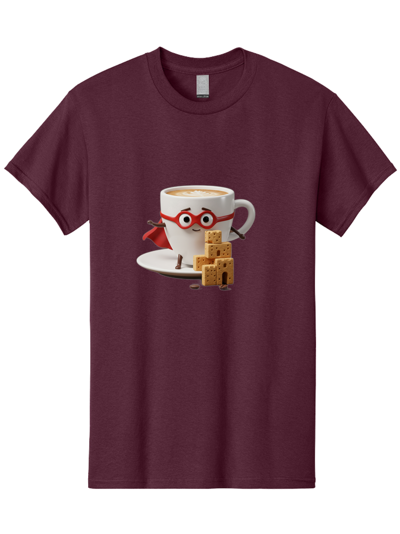 Coffee-Cup-Hero Men'S Graphic Tee, 100% Cotton, Comfortable Casual Summer Wear, Machine Washable, Coffee Cup With Face, Superhero Costume, Red Glasses, Cape, Biscuits, Chocolate Chips, Coffee Lover, Morning Routine, Funny Cartoon Bab797 14