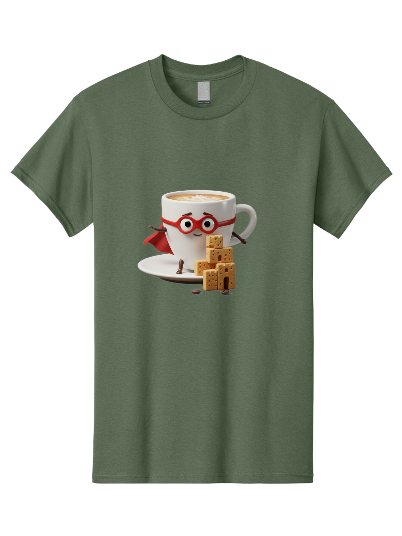 Coffee-Cup-Hero Men'S Graphic Tee, 100% Cotton, Comfortable Casual Summer Wear, Machine Washable, Coffee Cup With Face, Superhero Costume, Red Glasses, Cape, Biscuits, Chocolate Chips, Coffee Lover, Morning Routine, Funny Cartoon Bab797 13