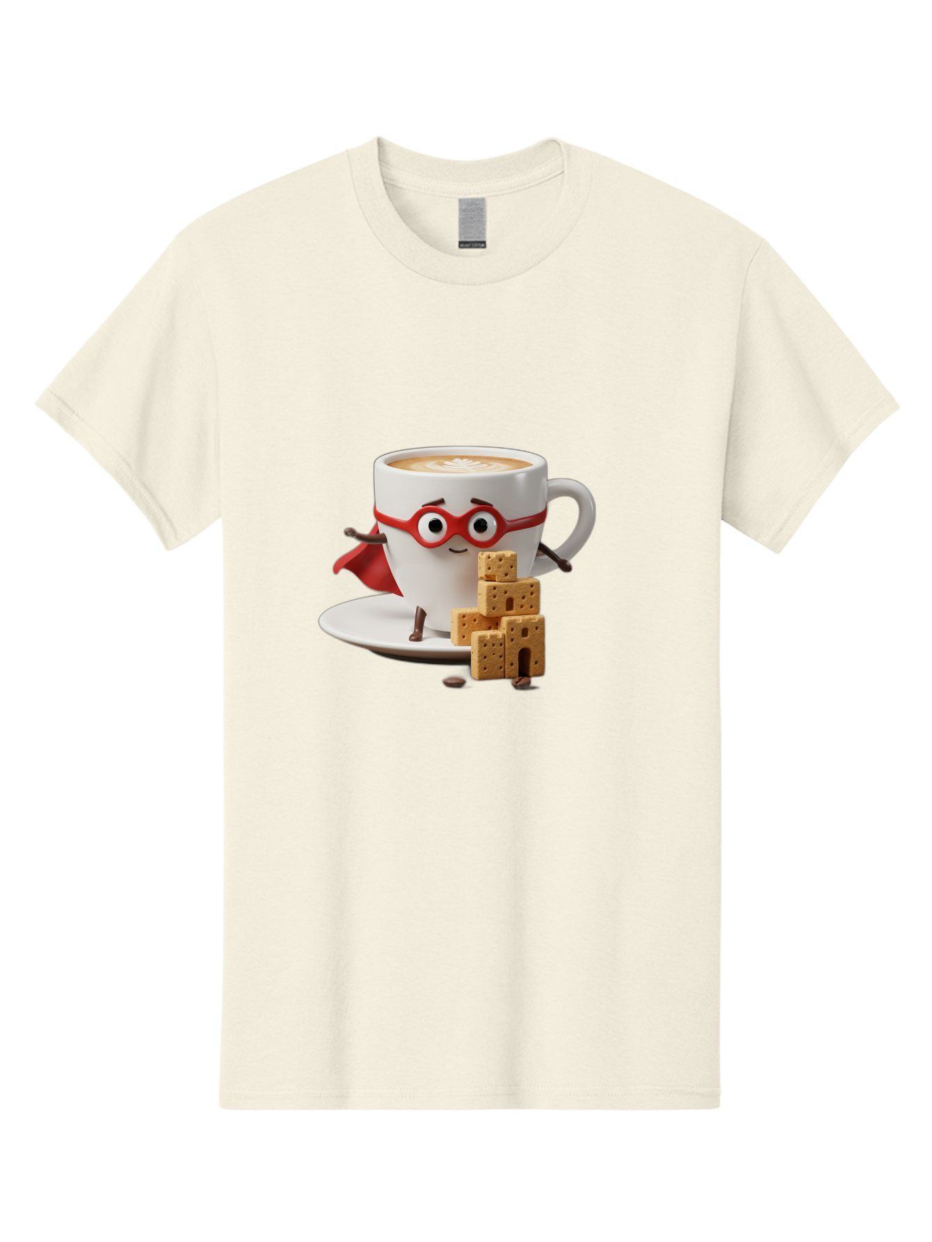 Coffee-Cup-Hero Men'S Graphic Tee, 100% Cotton, Comfortable Casual Summer Wear, Machine Washable, Coffee Cup With Face, Superhero Costume, Red Glasses, Cape, Biscuits, Chocolate Chips, Coffee Lover, Morning Routine, Funny Cartoon Bab797 6
