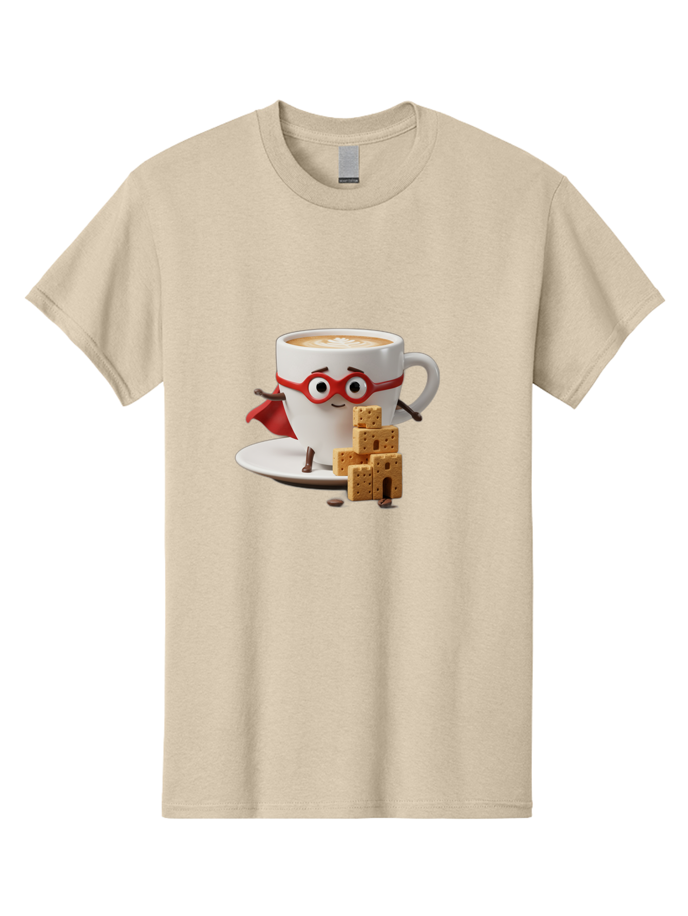 Coffee-Cup-Hero Men'S Graphic Tee, 100% Cotton, Comfortable Casual Summer Wear, Machine Washable, Coffee Cup With Face, Superhero Costume, Red Glasses, Cape, Biscuits, Chocolate Chips, Coffee Lover, Morning Routine, Funny Cartoon Bab797 11