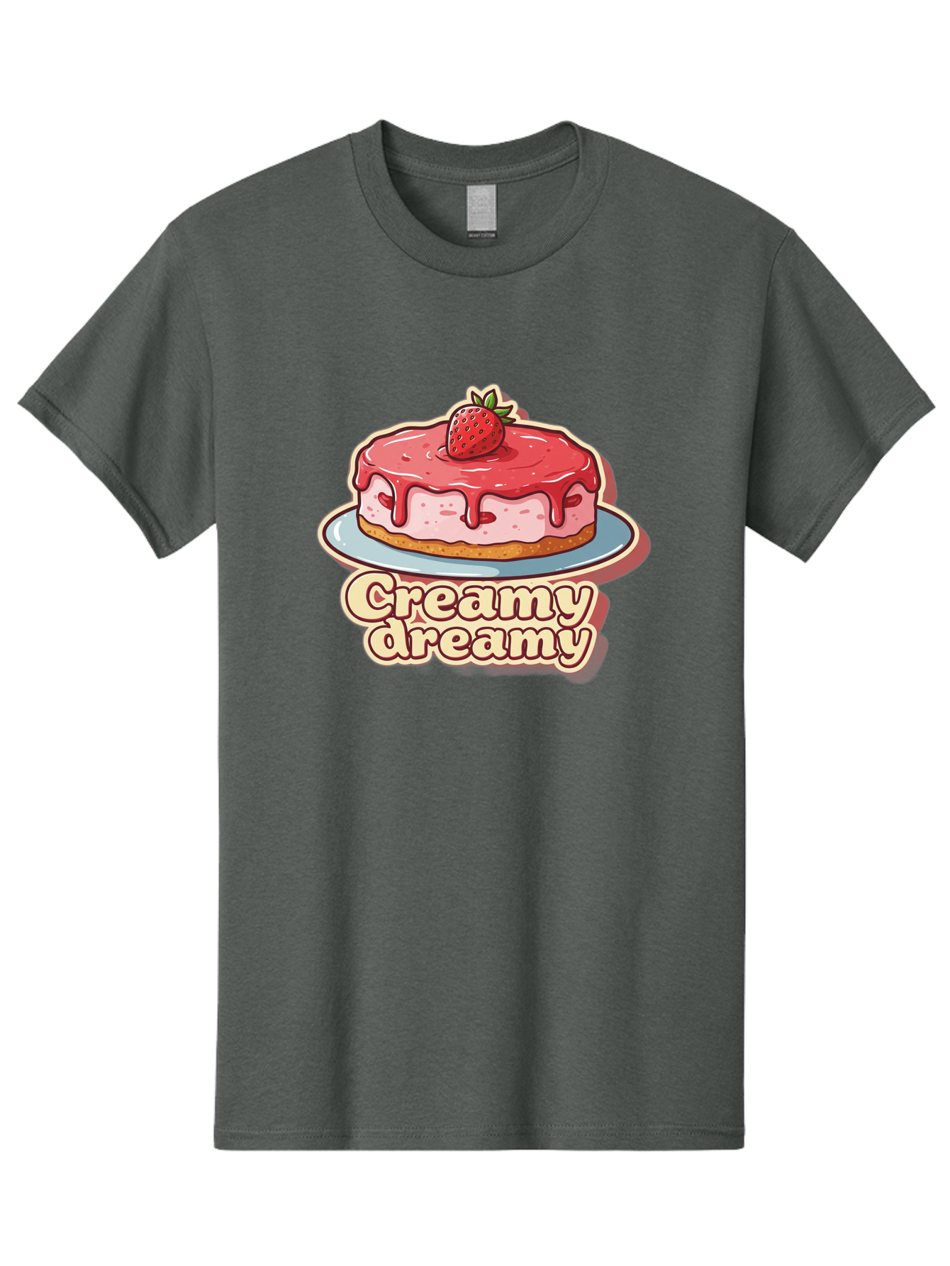 Creamy-Dreamy Men'S Graphic Tee, 100% Cotton, Comfortable Casual Summer Wear, Machine Washable, Strawberry Cheesecake, Sweet Treats, Dessert Lover, Pink Frosting, Strawberry Topping, Creamy Texture, Dreamy Delights, Foodie Art, Bab823 12