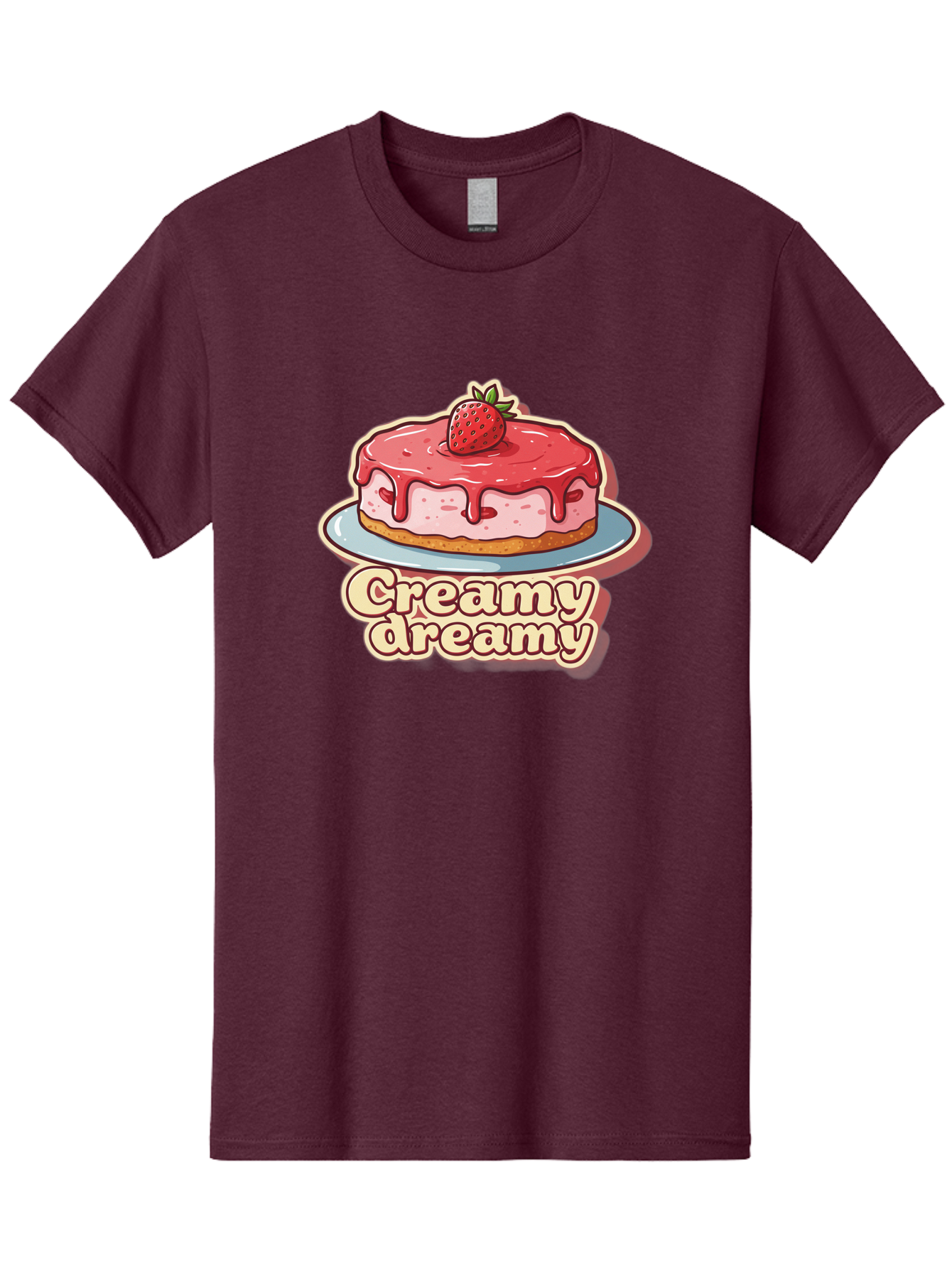 Creamy-Dreamy Men'S Graphic Tee, 100% Cotton, Comfortable Casual Summer Wear, Machine Washable, Strawberry Cheesecake, Sweet Treats, Dessert Lover, Pink Frosting, Strawberry Topping, Creamy Texture, Dreamy Delights, Foodie Art, Bab823 10