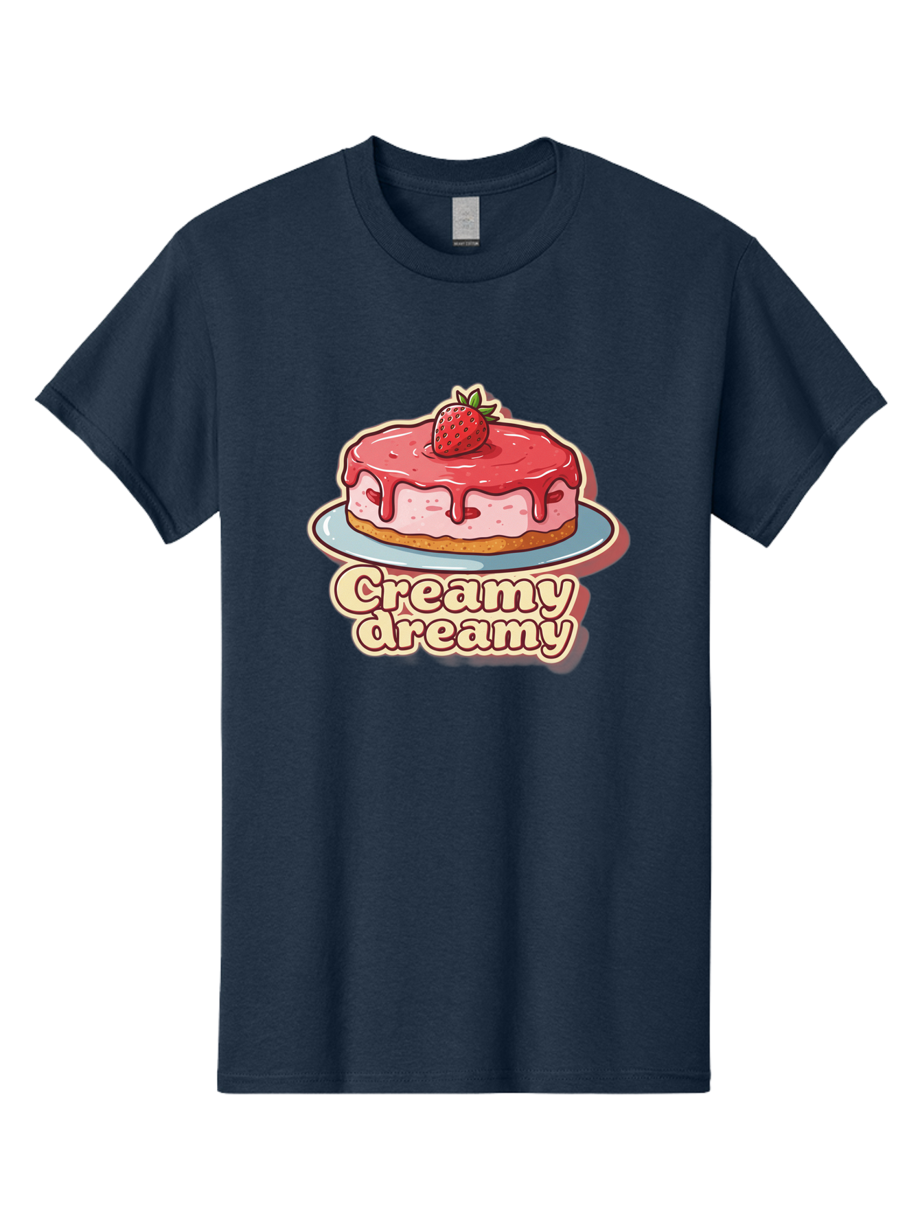 Creamy-Dreamy Men'S Graphic Tee, 100% Cotton, Comfortable Casual Summer Wear, Machine Washable, Strawberry Cheesecake, Sweet Treats, Dessert Lover, Pink Frosting, Strawberry Topping, Creamy Texture, Dreamy Delights, Foodie Art, Bab823 13