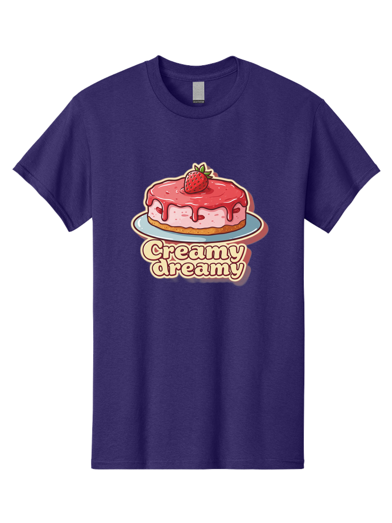 Creamy-Dreamy Men'S Graphic Tee, 100% Cotton, Comfortable Casual Summer Wear, Machine Washable, Strawberry Cheesecake, Sweet Treats, Dessert Lover, Pink Frosting, Strawberry Topping, Creamy Texture, Dreamy Delights, Foodie Art, Bab823 7