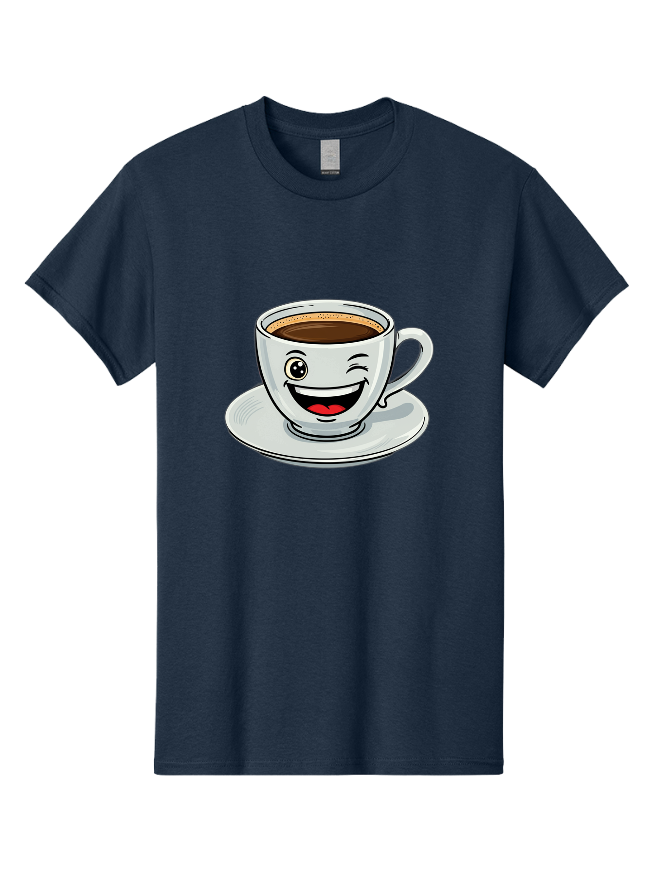 Cup-Of-Coffee Men'S Graphic Tee, 100% Cotton, Comfortable Casual Summer Wear, Machine Washable, Coffee Cup, Cartoon Character, Smiling Face, Happy Expression, Coffee Lover, Morning Pick-Me-Up, Coffee Break, Funny Illustration, Winking Eye Bab840 4