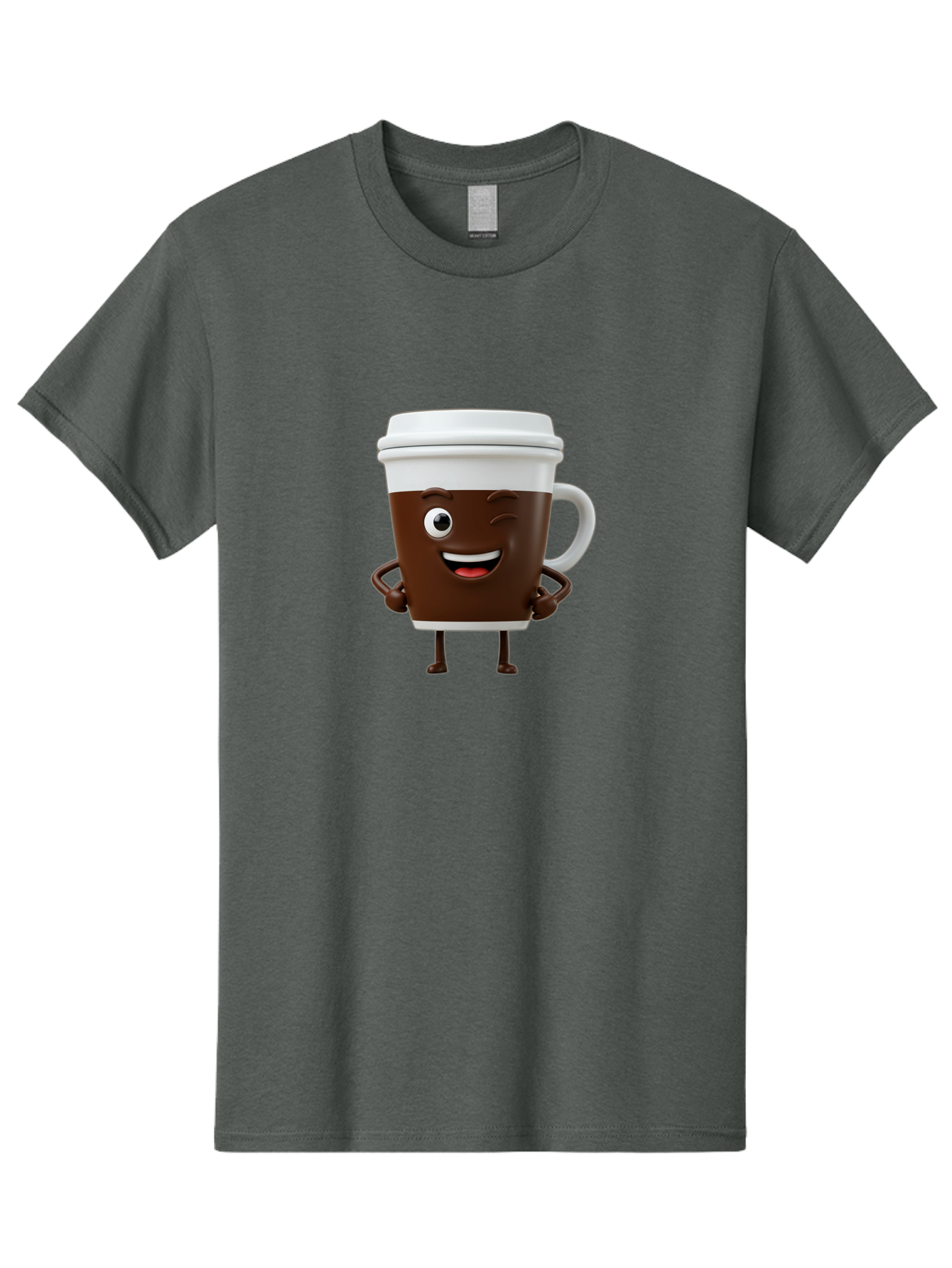 Cyclops-Coffee Men'S Graphic Tee, 100% Cotton, Comfortable Casual Summer Wear, Machine Washable, Cartoon Coffee Cup, Happy Expression, Coffee Culture, Morning Pick-Me-Up, Beverage Character, Funny Face, Playful Design, Coffee Lover, To-Go Cup Bab849 1