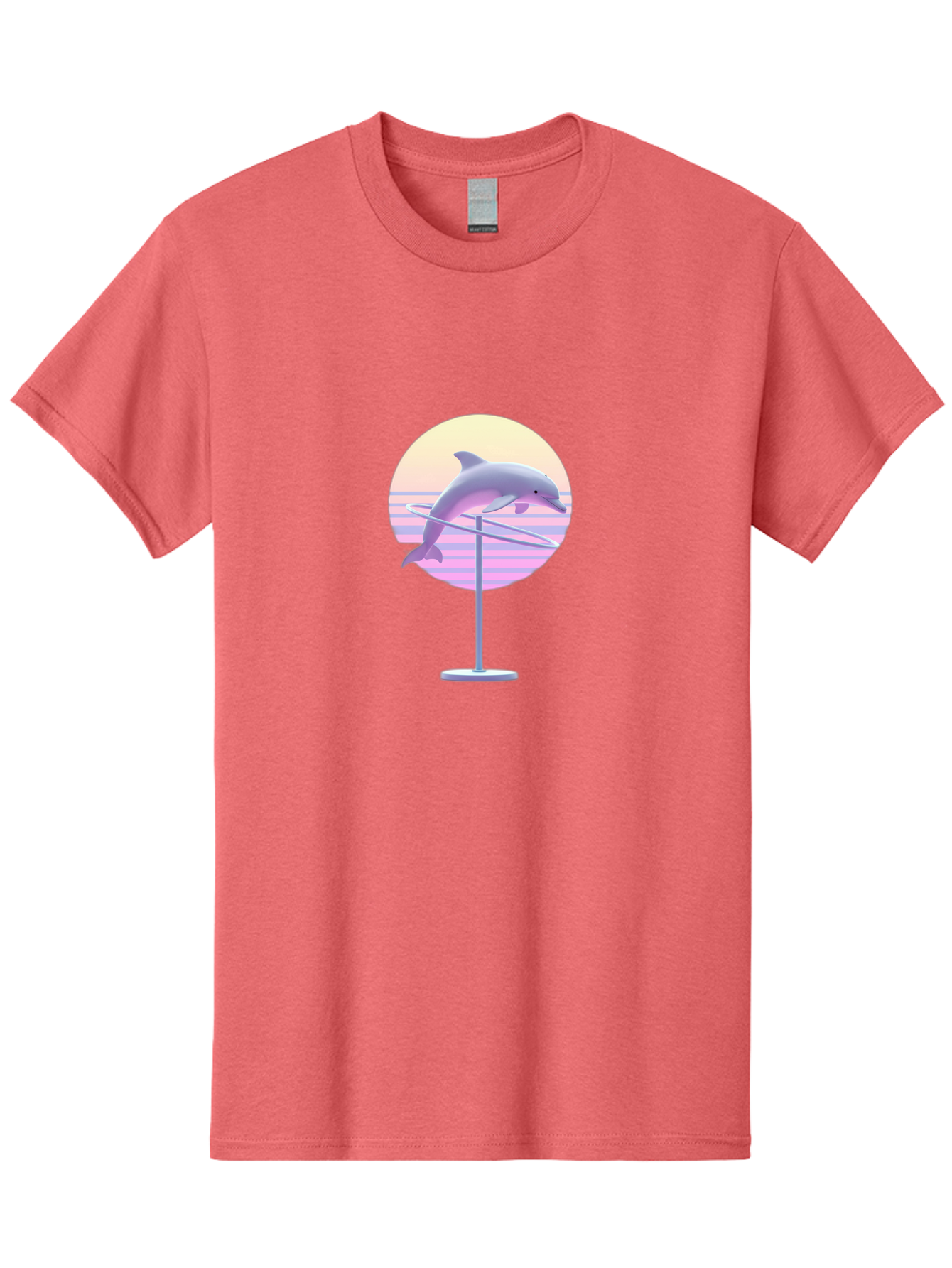 Dolphin-Spin-Art Men'S Graphic Tee, 100% Cotton, Comfortable Casual Summer Wear, Machine Washable, Dolphin Leaping, Ocean Scenery, Pastel Colors, Abstract Art, Surrealism, 3D Illustration, Creative Design, Modern Artwork, Minimalist Style, Bab866 5