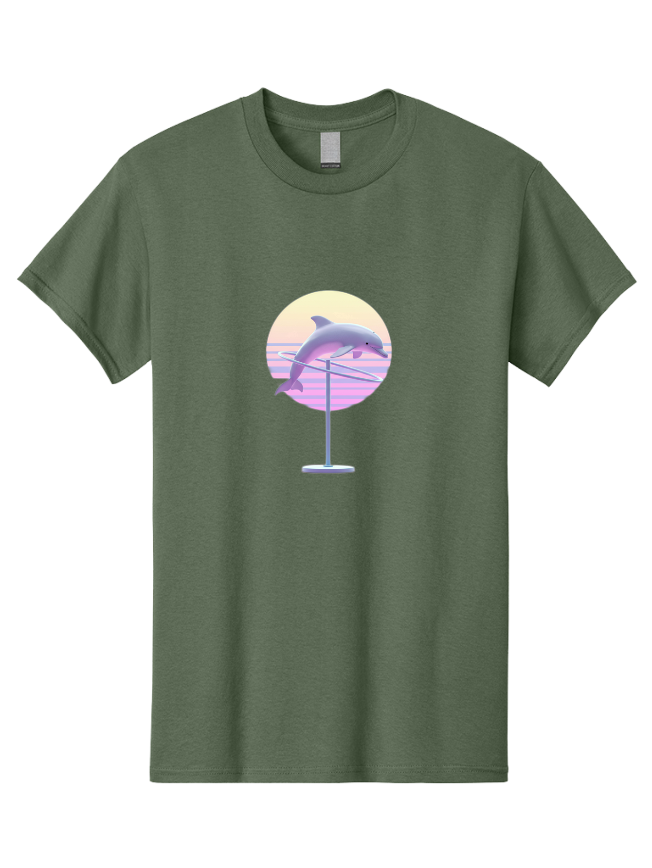Dolphin-Spin-Art Men'S Graphic Tee, 100% Cotton, Comfortable Casual Summer Wear, Machine Washable, Dolphin Leaping, Ocean Scenery, Pastel Colors, Abstract Art, Surrealism, 3D Illustration, Creative Design, Modern Artwork, Minimalist Style, Bab866 10