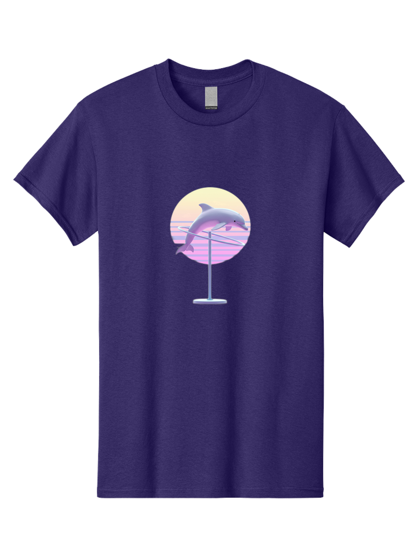 Dolphin-Spin-Art Men'S Graphic Tee, 100% Cotton, Comfortable Casual Summer Wear, Machine Washable, Dolphin Leaping, Ocean Scenery, Pastel Colors, Abstract Art, Surrealism, 3D Illustration, Creative Design, Modern Artwork, Minimalist Style, Bab866 6