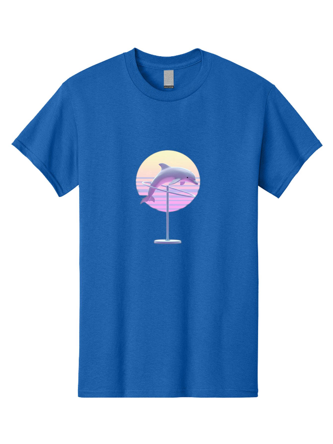Dolphin-Spin-Art Men'S Graphic Tee, 100% Cotton, Comfortable Casual Summer Wear, Machine Washable, Dolphin Leaping, Ocean Scenery, Pastel Colors, Abstract Art, Surrealism, 3D Illustration, Creative Design, Modern Artwork, Minimalist Style, Bab866 4