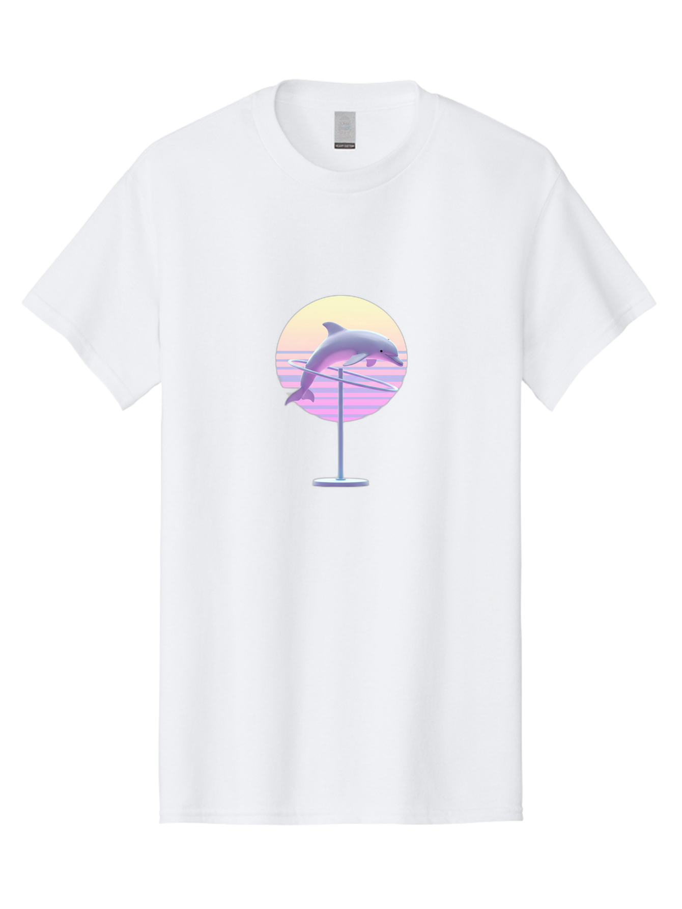 Dolphin-Spin-Art Men'S Graphic Tee, 100% Cotton, Comfortable Casual Summer Wear, Machine Washable, Dolphin Leaping, Ocean Scenery, Pastel Colors, Abstract Art, Surrealism, 3D Illustration, Creative Design, Modern Artwork, Minimalist Style, Bab866 8
