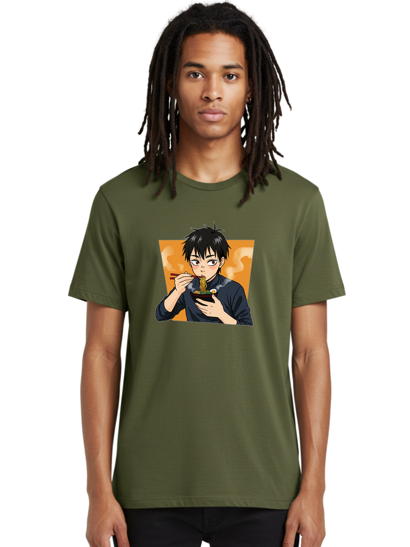 Eating-Ramen Men'S Graphic Tee, 100% Cotton, Comfortable Casual Summer Wear, Machine Washable, Anime Boy Eating Ramen, Steaming Hot Noodles, Chopsticks, Delicious Meal, Japanese Cuisine, Cartoon Style, Appetizing Food, Ramen Lover Bab887 29