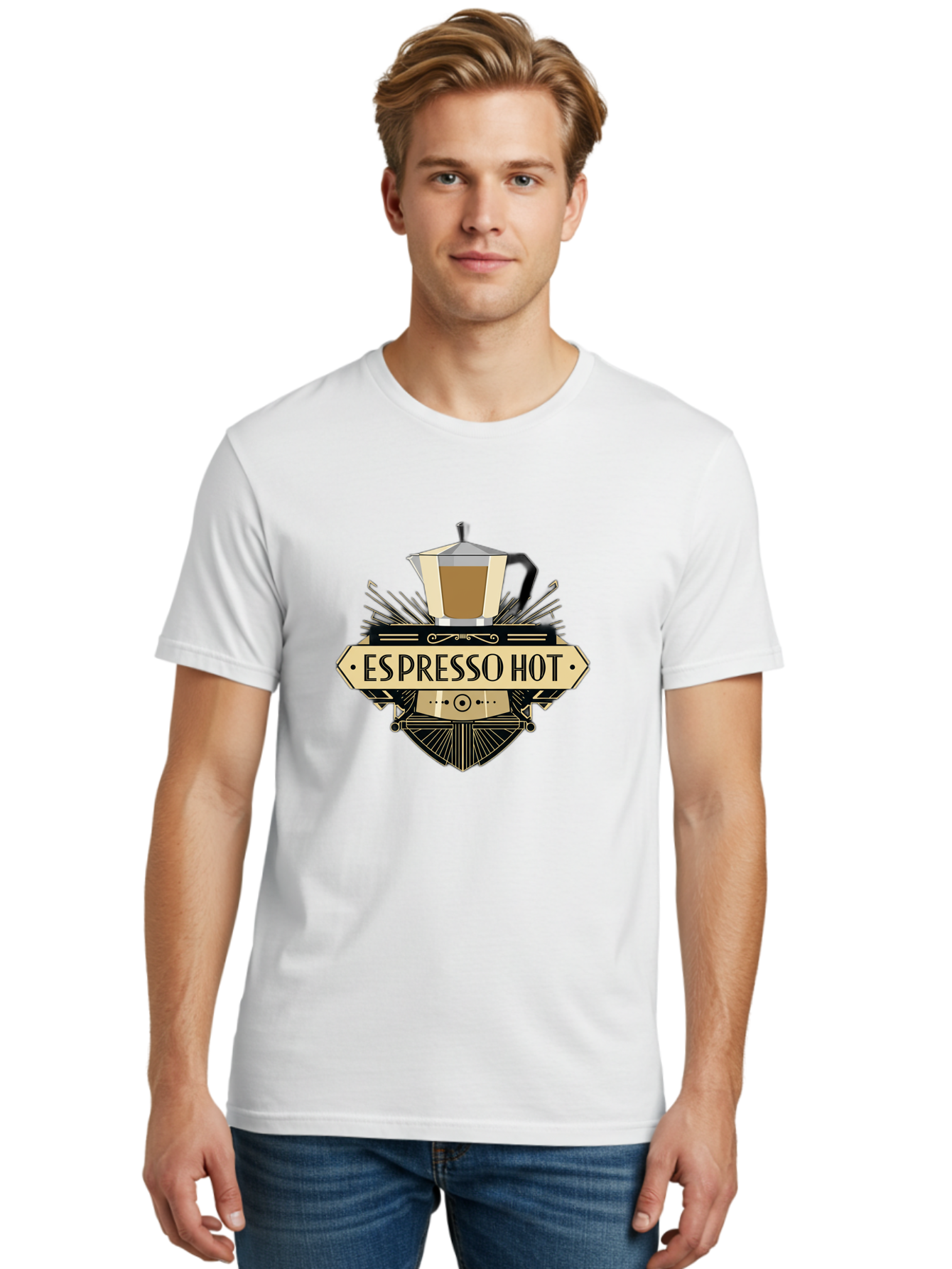 Espresso-Hot Men'S Graphic Tee, 100% Cotton, Comfortable Casual Summer Wear, Machine Washable, Coffee Shop Logo, Espresso Machine, Hot Coffee, Coffee Culture, Cafe Branding, Coffee Art, Coffee Design, Espresso Love, Coffee Signs, Bab889 22
