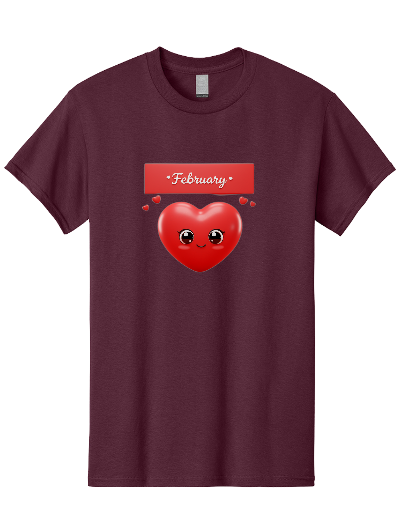 February Men'S Graphic Tee, 100% Cotton, Comfortable Casual Summer Wear, Machine Washable, Smiling Heart, Red Heart, Love Symbol, Valentines Day, Cute Cartoon Character, Heart Eyes, February Month, Sweetheart, February Love Bab902 15