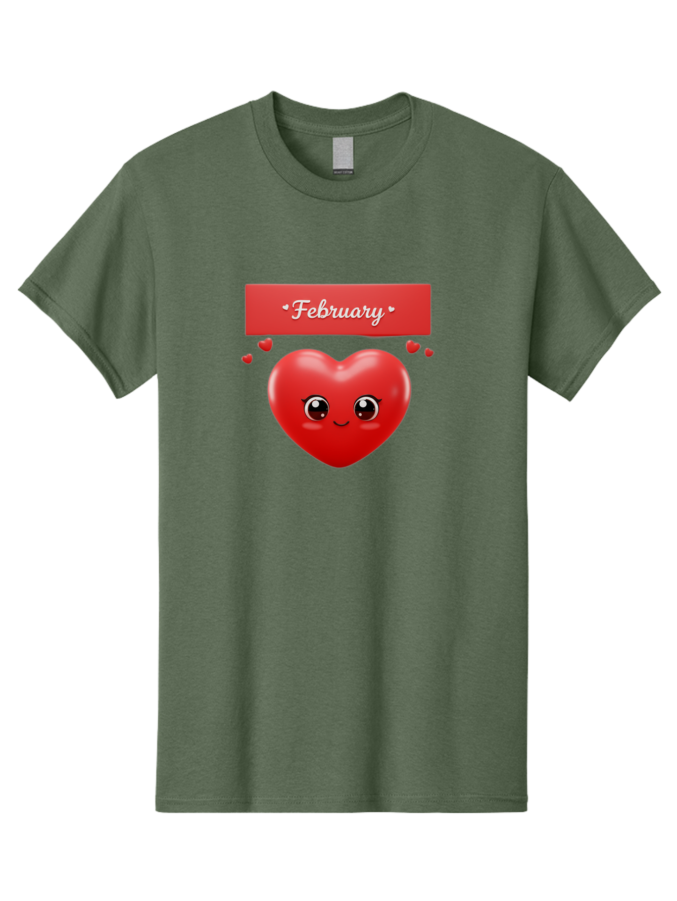February Men'S Graphic Tee, 100% Cotton, Comfortable Casual Summer Wear, Machine Washable, Smiling Heart, Red Heart, Love Symbol, Valentines Day, Cute Cartoon Character, Heart Eyes, February Month, Sweetheart, February Love Bab902 8