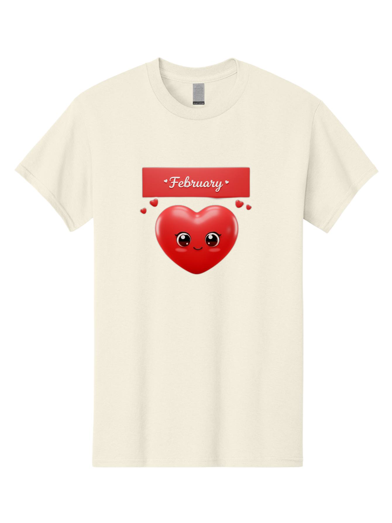 February Men'S Graphic Tee, 100% Cotton, Comfortable Casual Summer Wear, Machine Washable, Smiling Heart, Red Heart, Love Symbol, Valentines Day, Cute Cartoon Character, Heart Eyes, February Month, Sweetheart, February Love Bab902 11