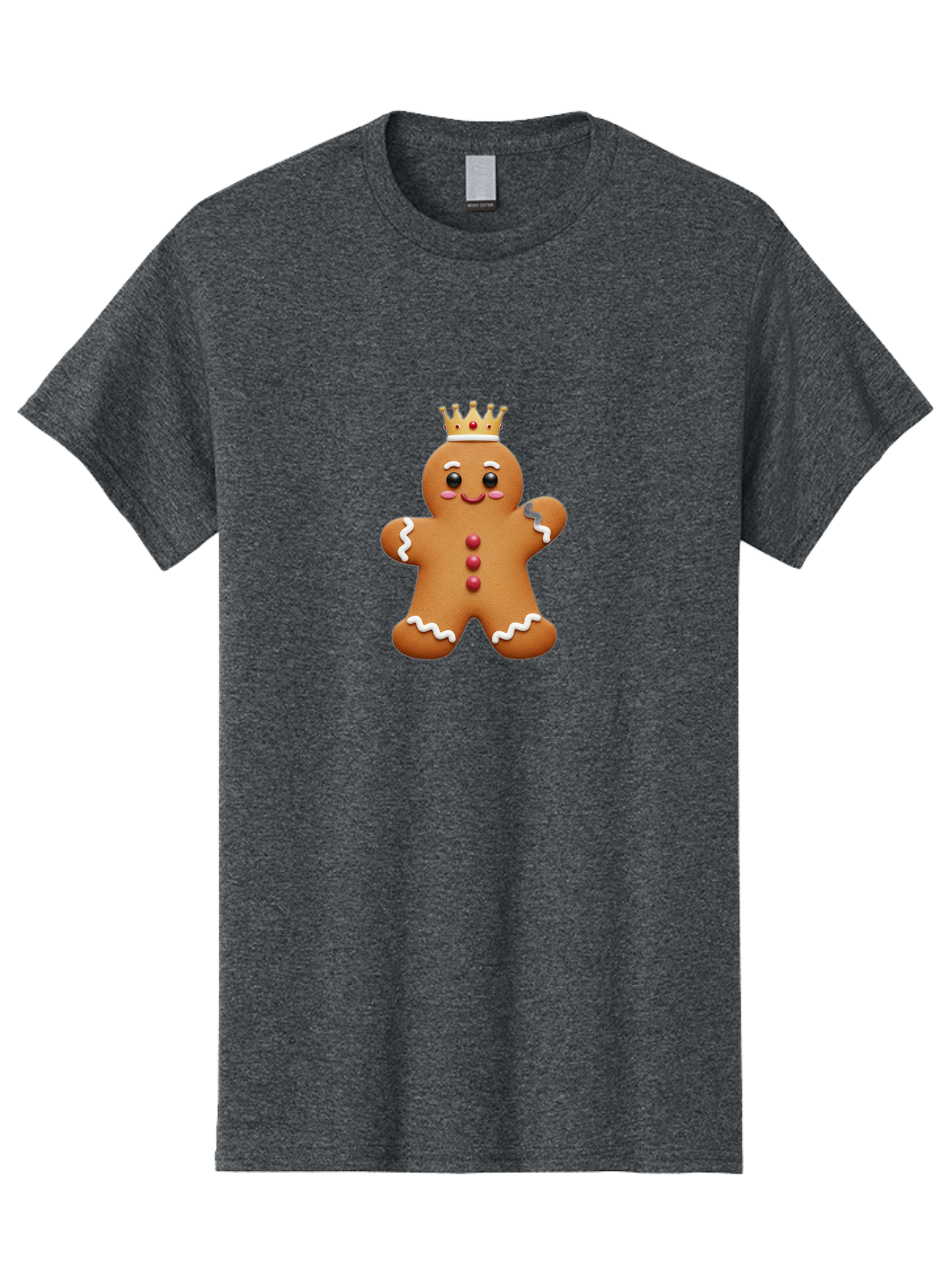 Gingerbread-King Men'S Graphic Tee, 100% Cotton, Comfortable Casual Summer Wear, Machine Washable, Gingerbread Man, Cartoon Cookie, Holiday Sweets, Festive Treats, Christmas Cookie, Royal Icing, Sweet Treats, Cookie Crown Bab940 3
