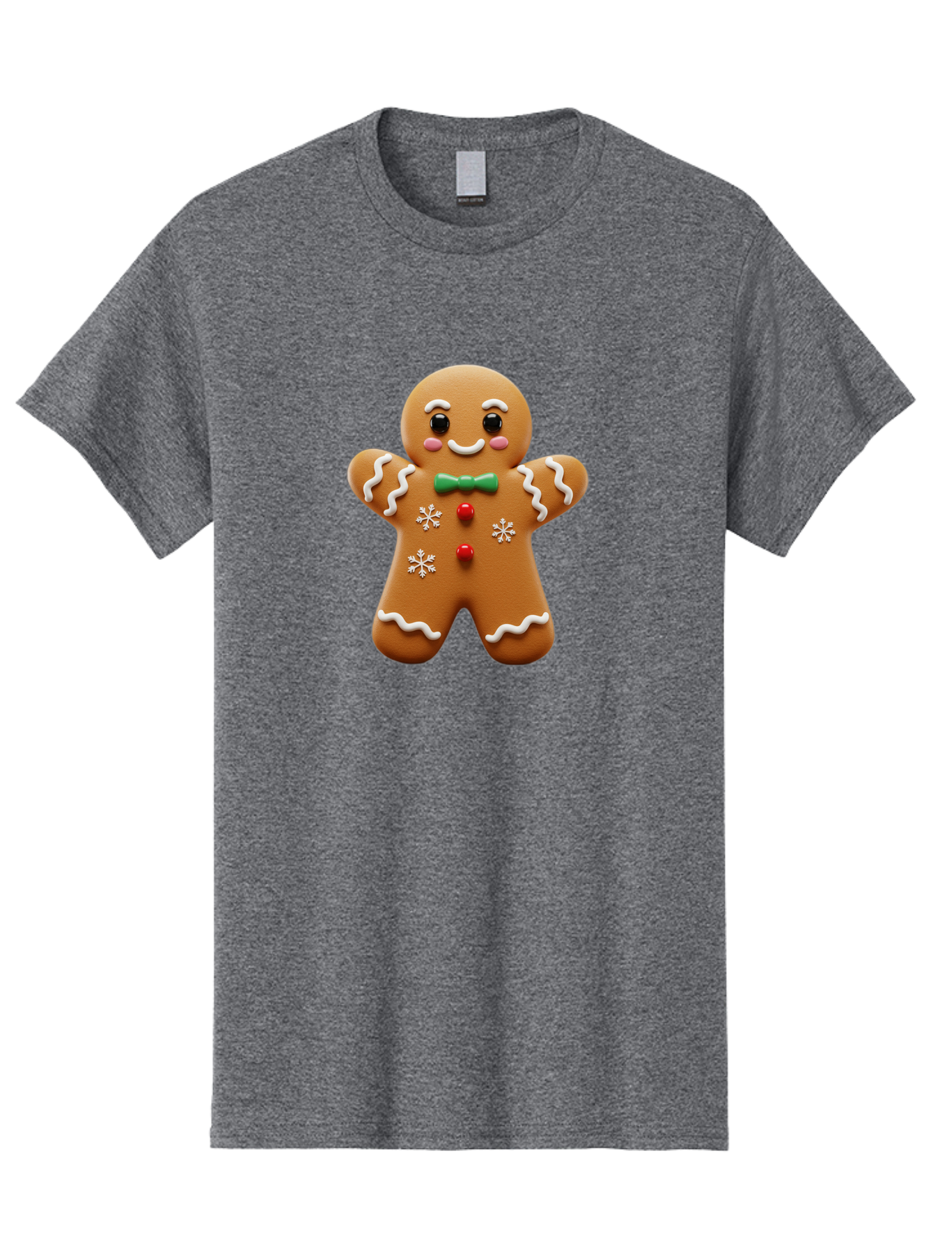 Gingerbread-Man-11 Men'S Graphic Tee, 100% Cotton, Comfortable Casual Summer Wear, Machine Washable, Gingerbread Man, Cartoon Character, Festive Treats, Holiday Cookies, Christmas Dessert, Baked Goods, Icing Decorations, Candy Buttons, Bab943 2