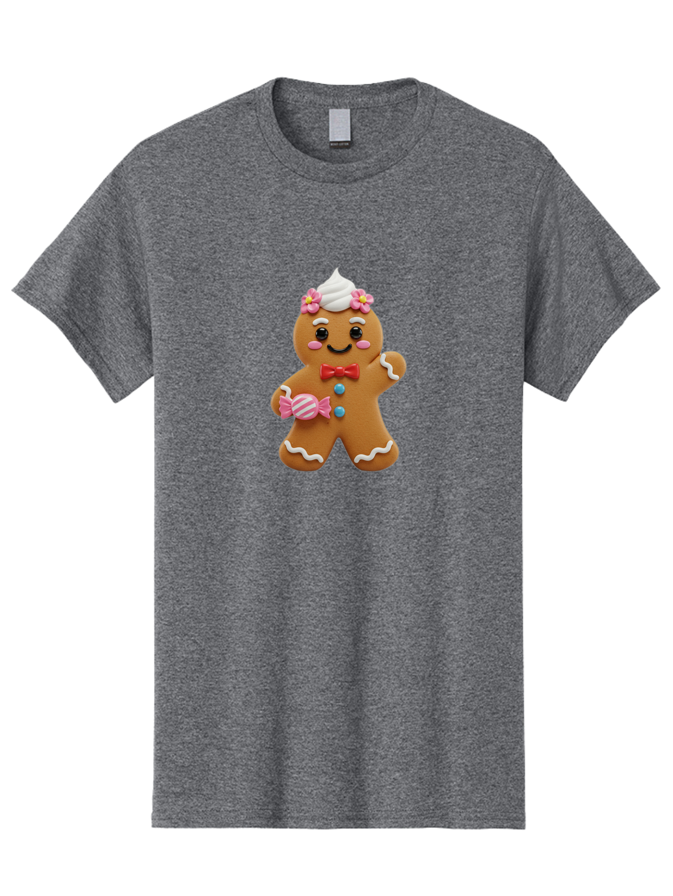 Gingerbread-Man-12 Men'S Graphic Tee, 100% Cotton, Comfortable Casual Summer Wear, Machine Washable, Gingerbread Man, Festive Cookie, Holiday Treat, Sweet Decoration, Christmas Dessert, Candy, Icing Details, Cartoonish Design, Bab944 3