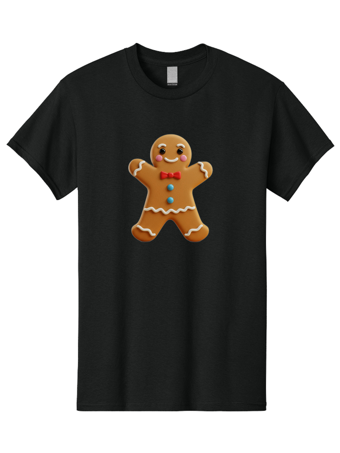 Gingerbread-Man-13 Men'S Graphic Tee, 100% Cotton, Comfortable Casual Summer Wear, Machine Washable, Cute Gingerbread Man, Christmas Cookie, Festive Treat, Red Bow Tie, White Icing, Blue Candy Buttons, Holiday Baking, Sweet Delight Bab945 3