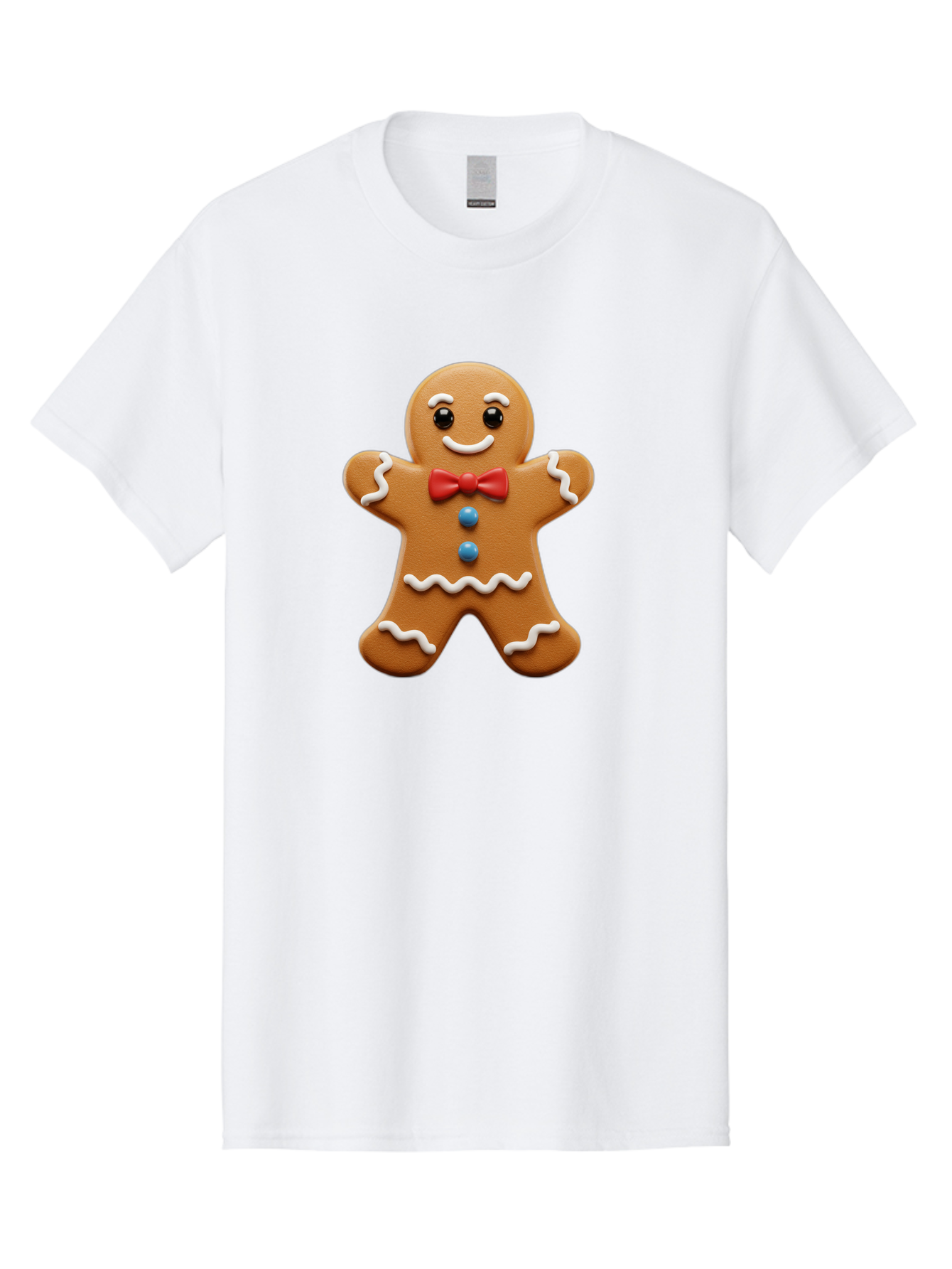 Gingerbread-Man-15 Men'S Graphic Tee, 100% Cotton, Comfortable Casual Summer Wear, Machine Washable, Gingerbread Man, Christmas Cookie, Red Bow Tie, White Icing, Blue Buttons, Festive Treat, Holiday Baking, Sweet Delight, Winter Wonderland Bab947 13