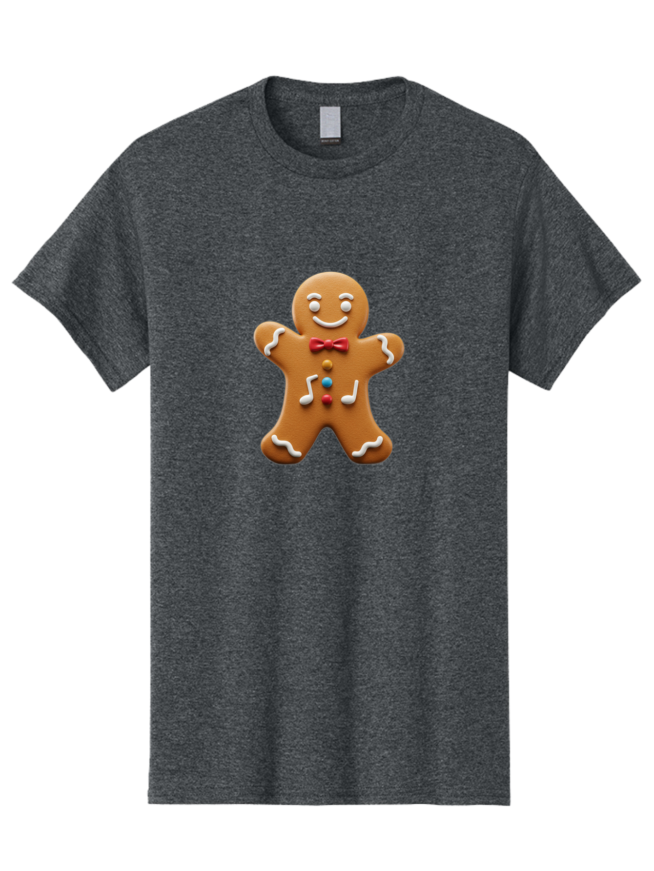 Gingerbread-Man-16 Men'S Graphic Tee, 100% Cotton, Comfortable Casual Summer Wear, Machine Washable, Gingerbread Man, Holiday Treat, Festive Cookie, Christmas Baking, Sweet Decoration, Icing Details, Candy Buttons, Red Bow Tie, White Icing Bab948 3