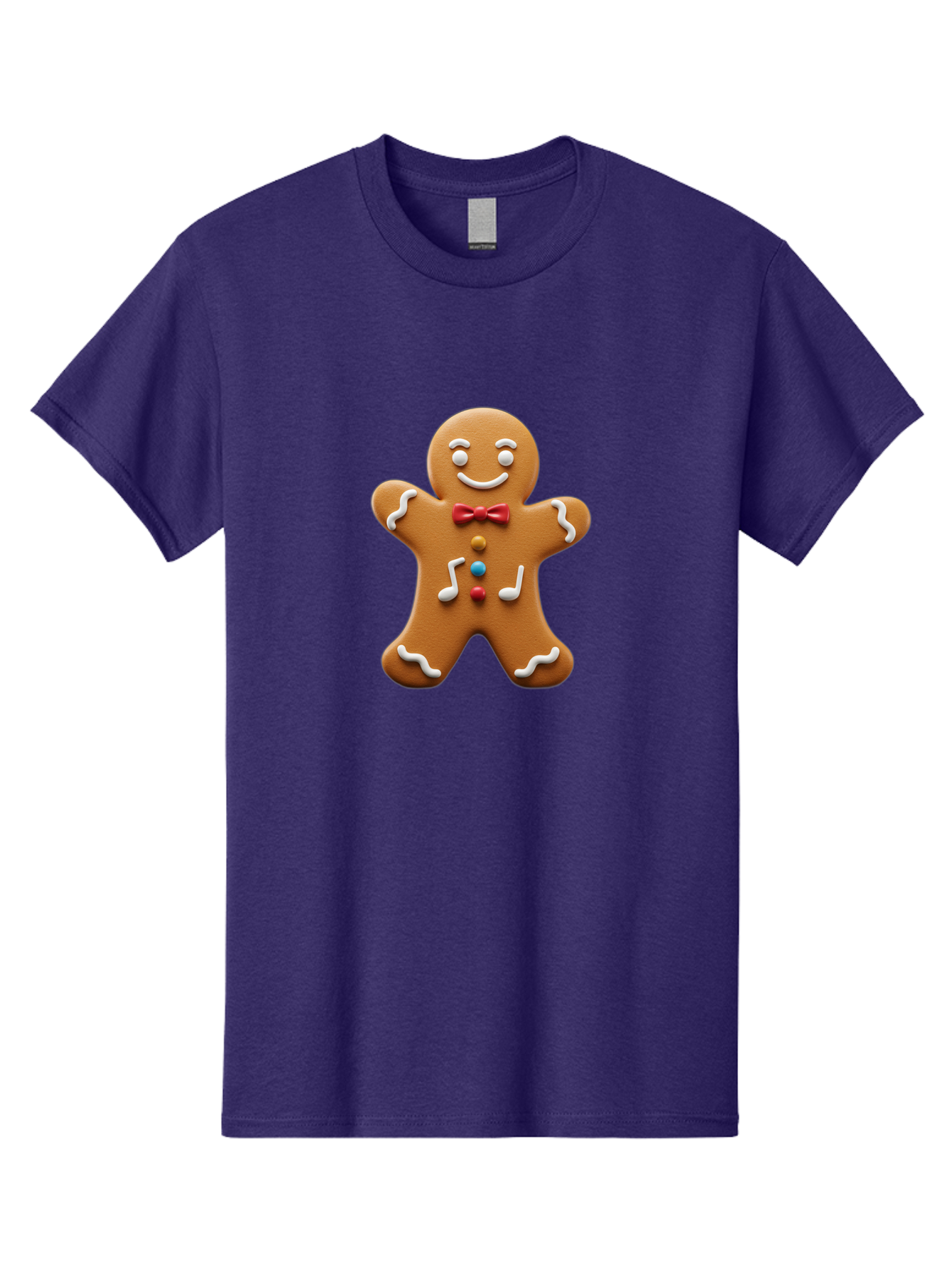 Gingerbread-Man-16 Men'S Graphic Tee, 100% Cotton, Comfortable Casual Summer Wear, Machine Washable, Gingerbread Man, Holiday Treat, Festive Cookie, Christmas Baking, Sweet Decoration, Icing Details, Candy Buttons, Red Bow Tie, White Icing Bab948 6