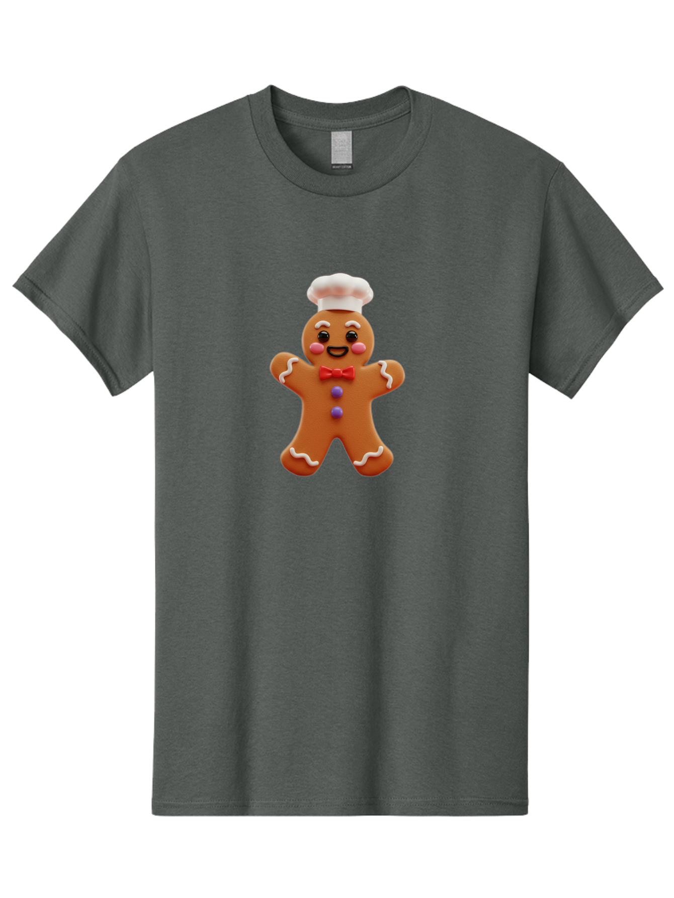 Gingerbread-Man-2 Men'S Graphic Tee, 100% Cotton, Comfortable Casual Summer Wear, Machine Washable, Gingerbread Man, Holiday Treat, Baking Delight, Festive Dessert, Red Bow Tie, Chef'S Hat, Sweet Character, Christmas Cookie Bab950 6