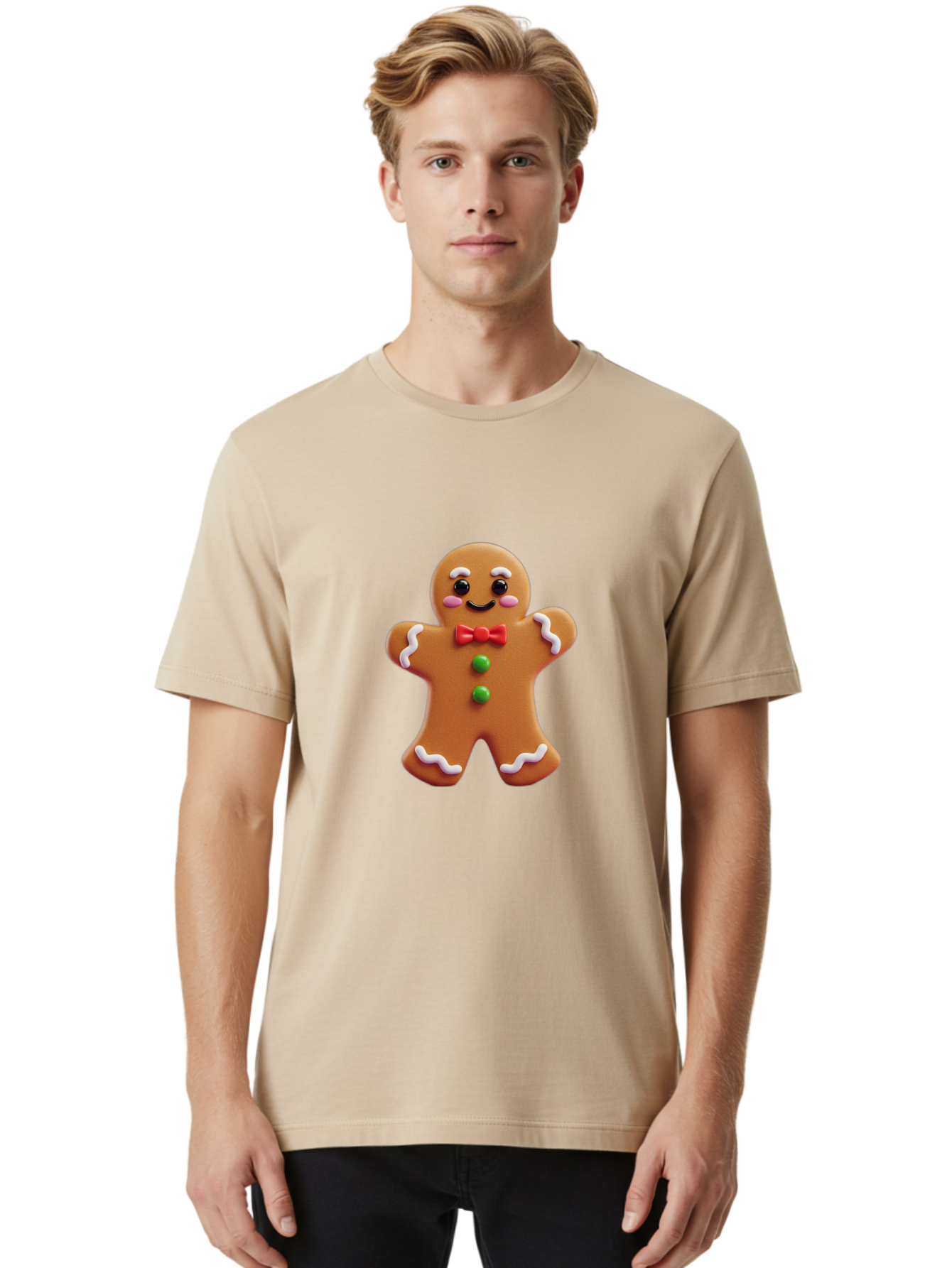 Gingerbread-Man-6 Men'S Graphic Tee, 100% Cotton, Comfortable Casual Summer Wear, Machine Washable, Gingerbread Man, Christmas Cookie, Holiday Treat, Sweet Decoration, Festive Dessert, Bakery Delight, Adorable Character Bab954 19