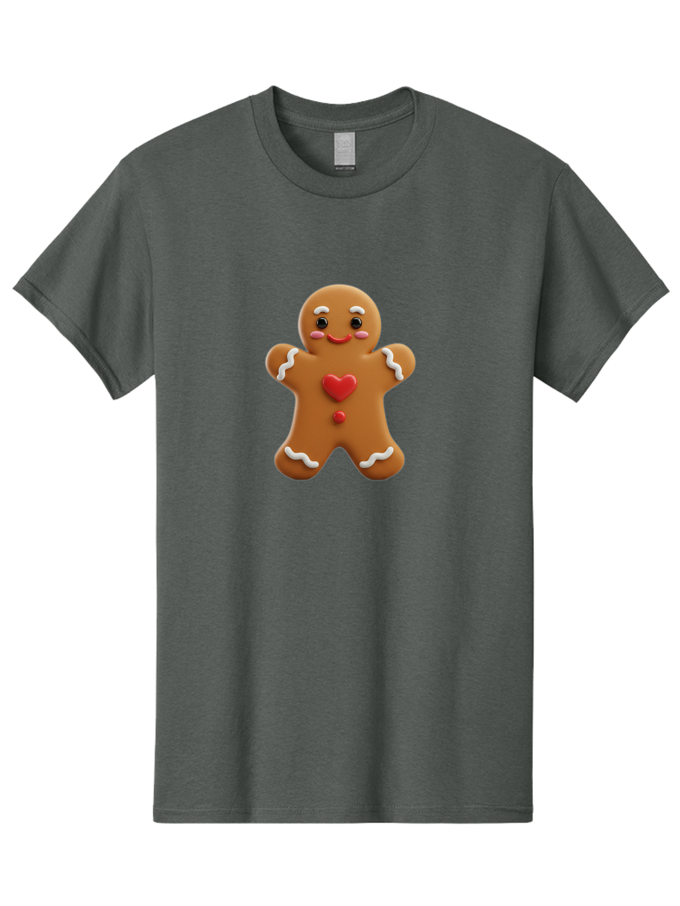 Gingerbread-Man-8 Men'S Graphic Tee, 100% Cotton, Comfortable Casual Summer Wear, Machine Washable, 3D Gingerbread Man, Festive Holiday Treat, Cartoon Character, White Icing Details, Red Heart Decoration, Sweet Indulgence, Christmas Cookie, Bab956 11