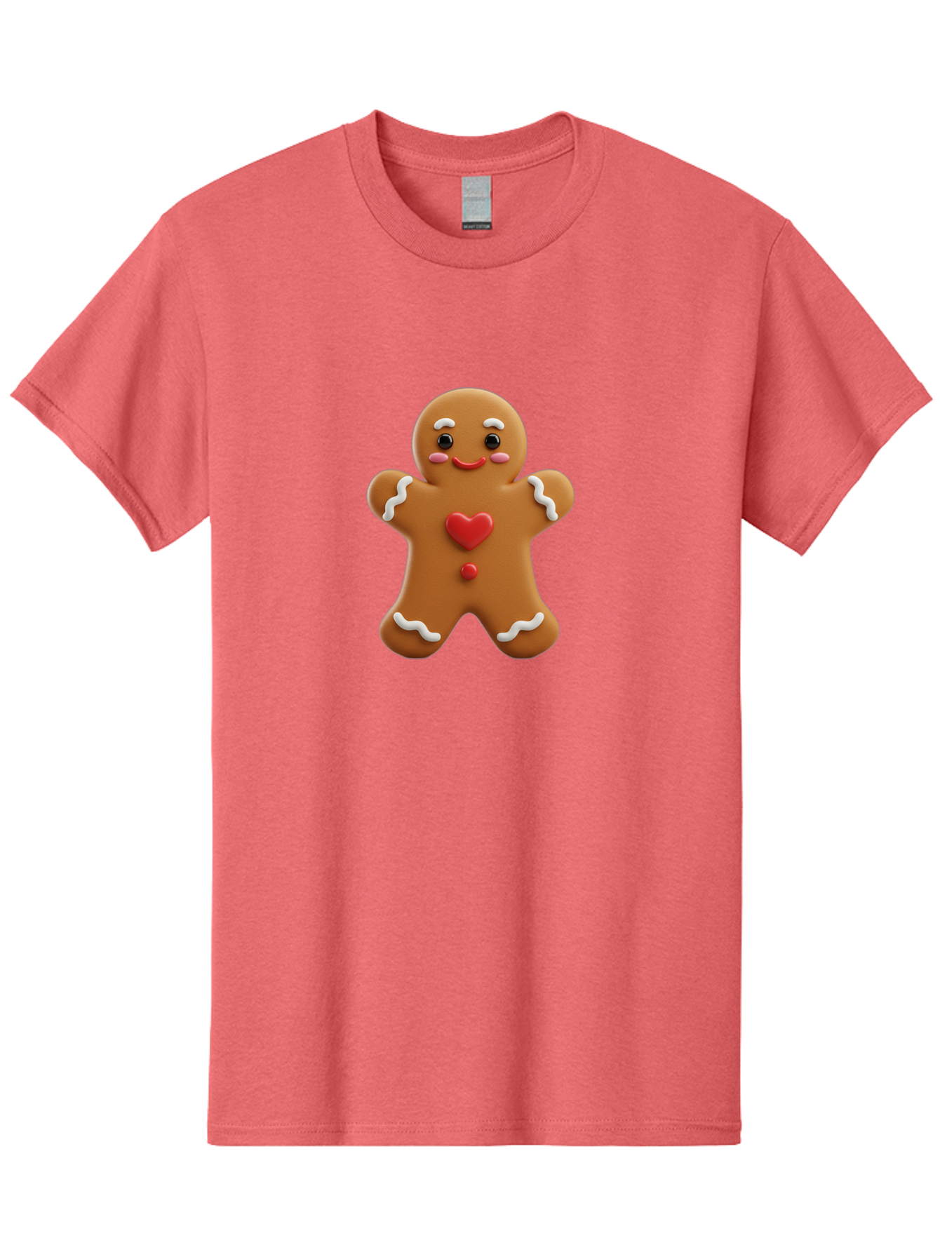 Gingerbread-Man-8 Men'S Graphic Tee, 100% Cotton, Comfortable Casual Summer Wear, Machine Washable, 3D Gingerbread Man, Festive Holiday Treat, Cartoon Character, White Icing Details, Red Heart Decoration, Sweet Indulgence, Christmas Cookie, Bab956 4
