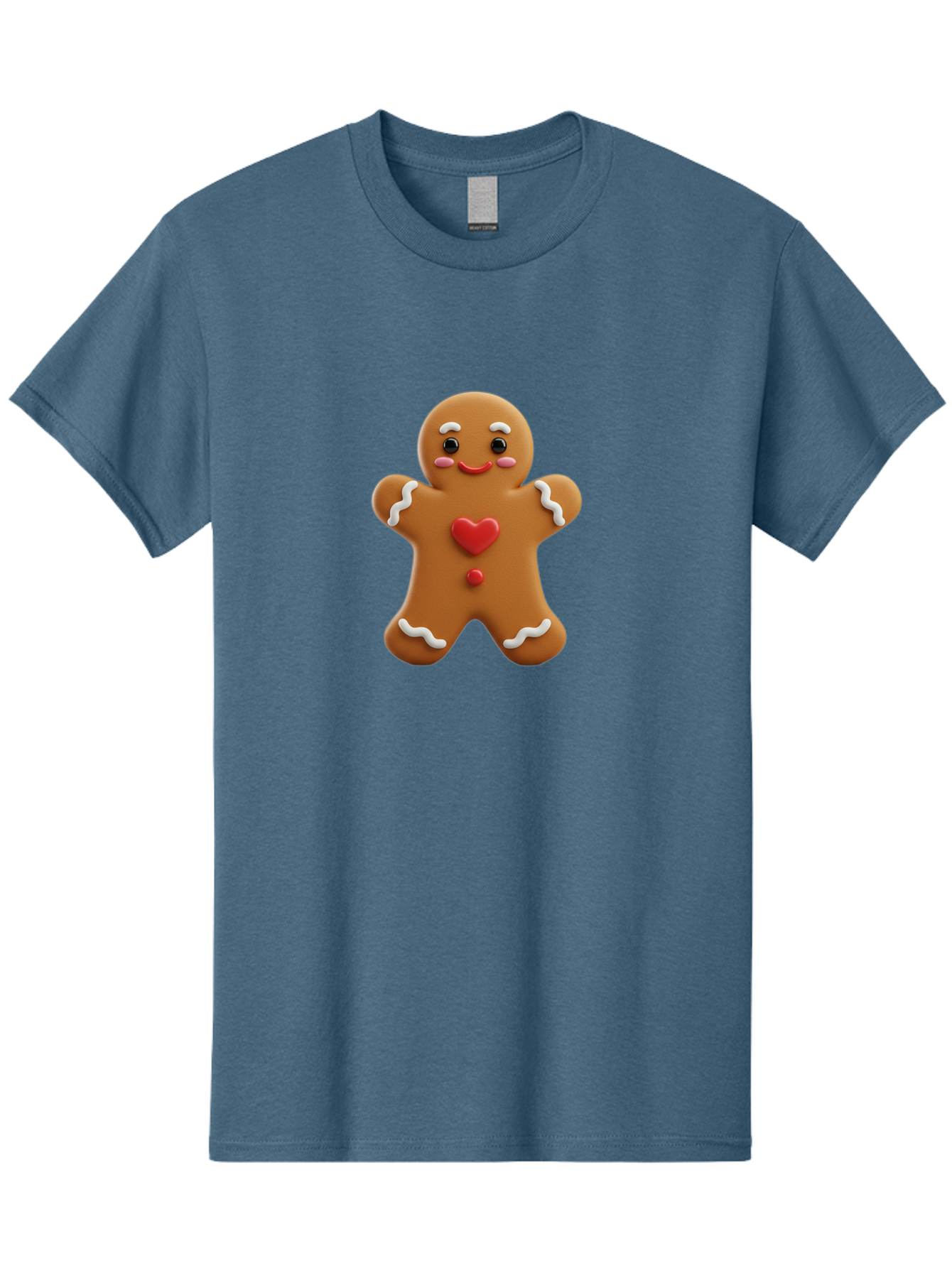 Gingerbread-Man-8 Men'S Graphic Tee, 100% Cotton, Comfortable Casual Summer Wear, Machine Washable, 3D Gingerbread Man, Festive Holiday Treat, Cartoon Character, White Icing Details, Red Heart Decoration, Sweet Indulgence, Christmas Cookie, Bab956 7