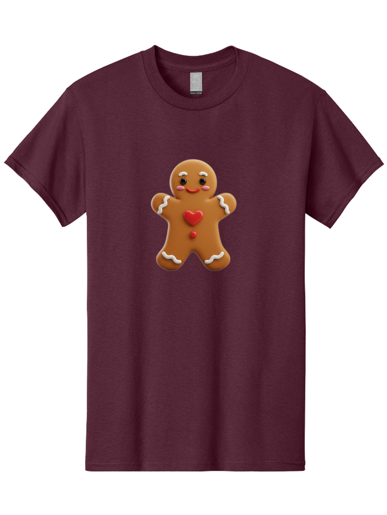 Gingerbread-Man-8 Men'S Graphic Tee, 100% Cotton, Comfortable Casual Summer Wear, Machine Washable, 3D Gingerbread Man, Festive Holiday Treat, Cartoon Character, White Icing Details, Red Heart Decoration, Sweet Indulgence, Christmas Cookie, Bab956 12