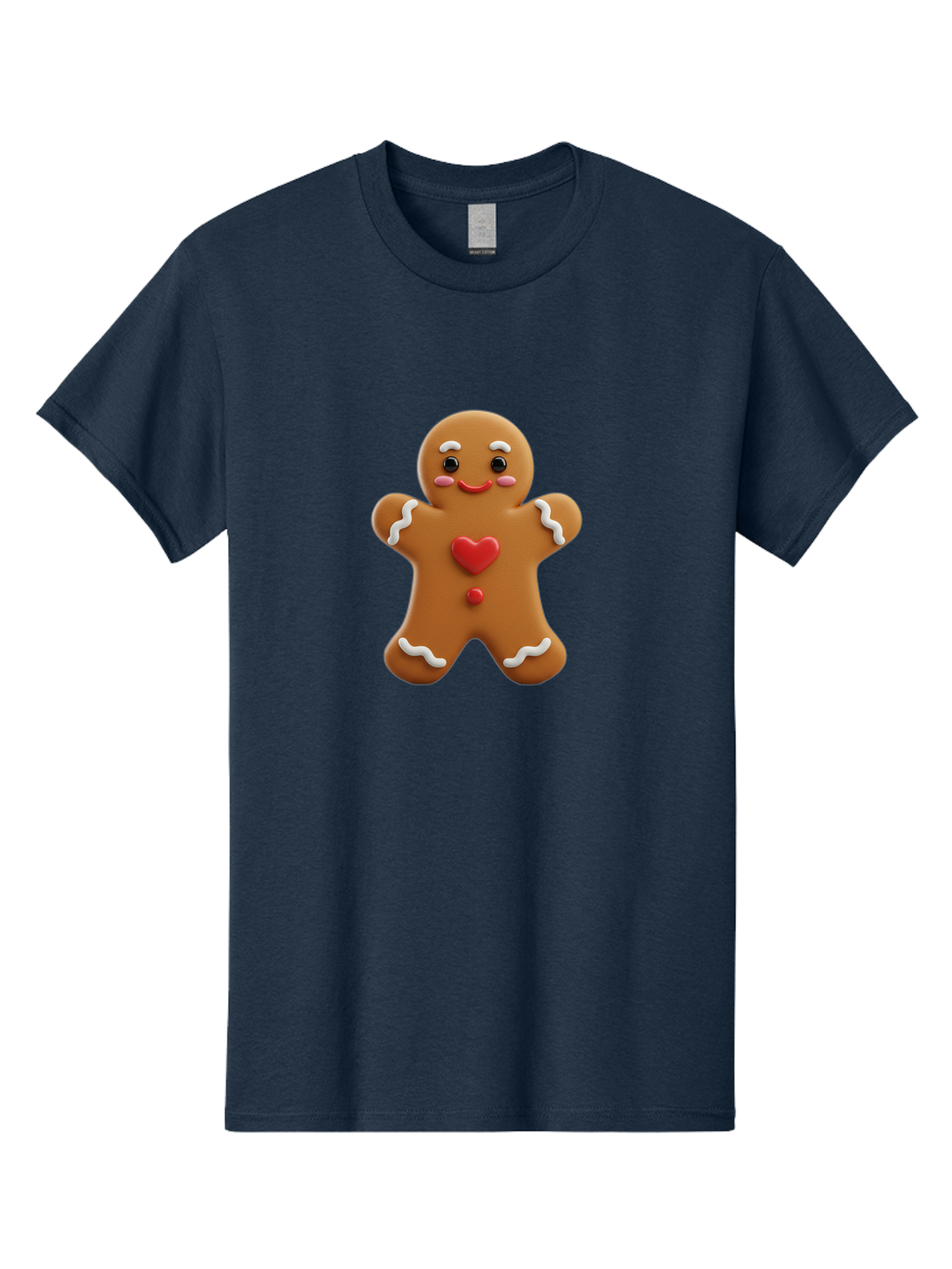 Gingerbread-Man-8 Men'S Graphic Tee, 100% Cotton, Comfortable Casual Summer Wear, Machine Washable, 3D Gingerbread Man, Festive Holiday Treat, Cartoon Character, White Icing Details, Red Heart Decoration, Sweet Indulgence, Christmas Cookie, Bab956 6