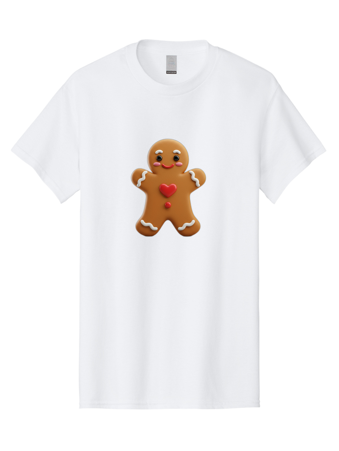 Gingerbread-Man-8 Men'S Graphic Tee, 100% Cotton, Comfortable Casual Summer Wear, Machine Washable, 3D Gingerbread Man, Festive Holiday Treat, Cartoon Character, White Icing Details, Red Heart Decoration, Sweet Indulgence, Christmas Cookie, Bab956 13