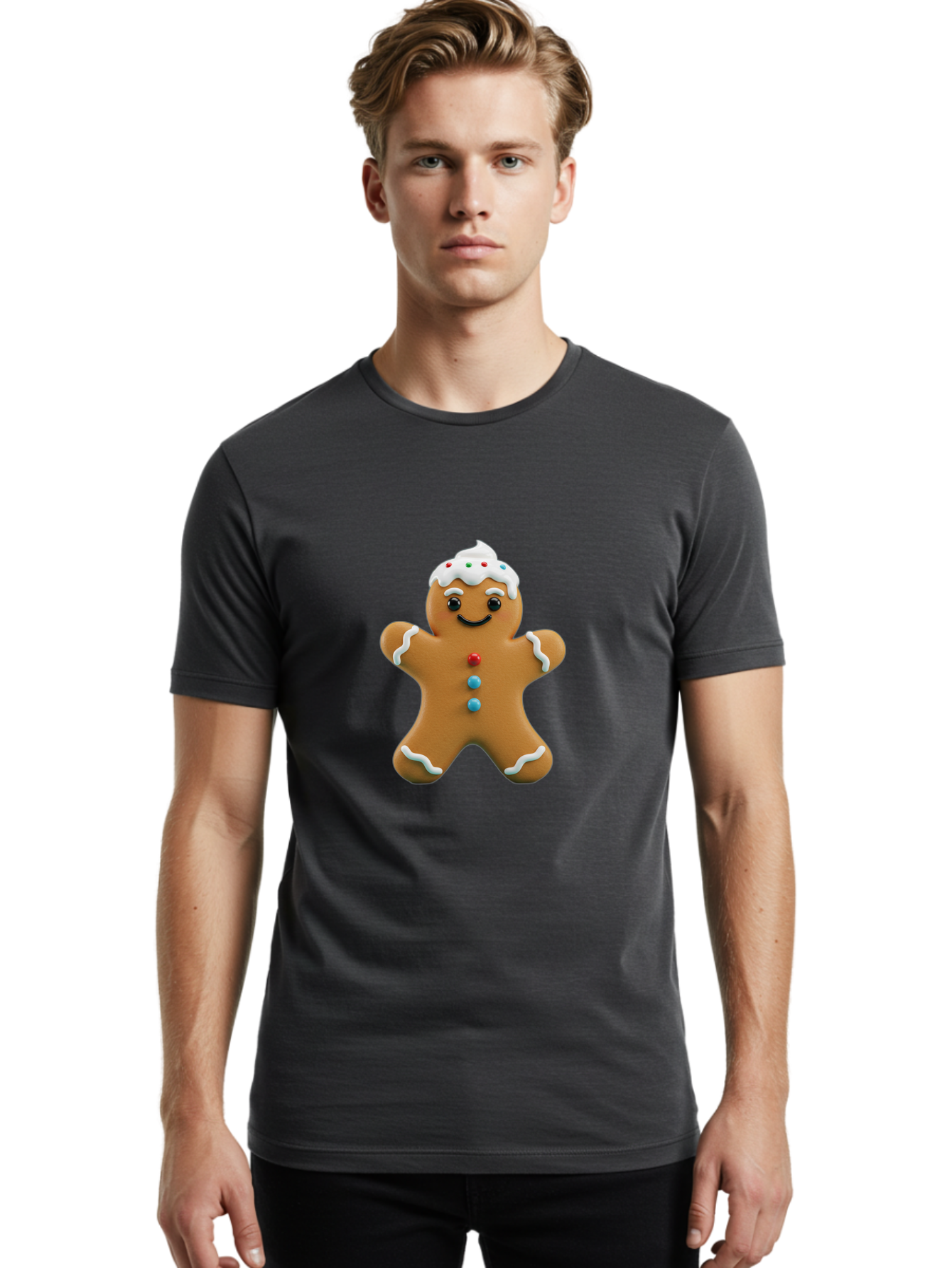 Gingerbread-Man-9 Men'S Graphic Tee, 100% Cotton, Comfortable Casual Summer Wear, Machine Washable, Gingerbread Man Cookie, Festive Treats, Holiday Baking, Christmas Dessert, Candy Decorations, Sweet Treats, Baked Goods, Icing Details Bab957 27