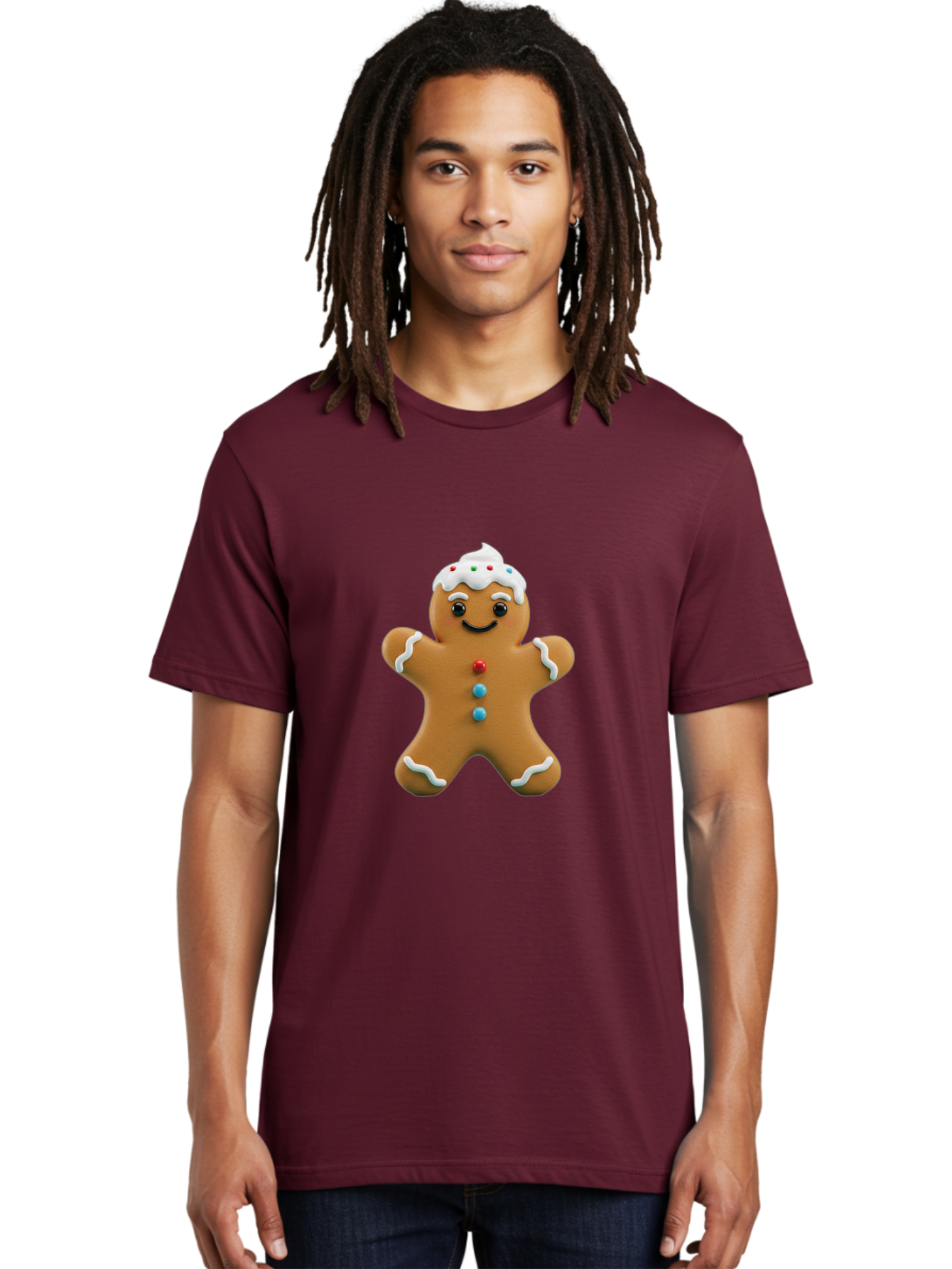 Gingerbread-Man-9 Men'S Graphic Tee, 100% Cotton, Comfortable Casual Summer Wear, Machine Washable, Gingerbread Man Cookie, Festive Treats, Holiday Baking, Christmas Dessert, Candy Decorations, Sweet Treats, Baked Goods, Icing Details Bab957 26