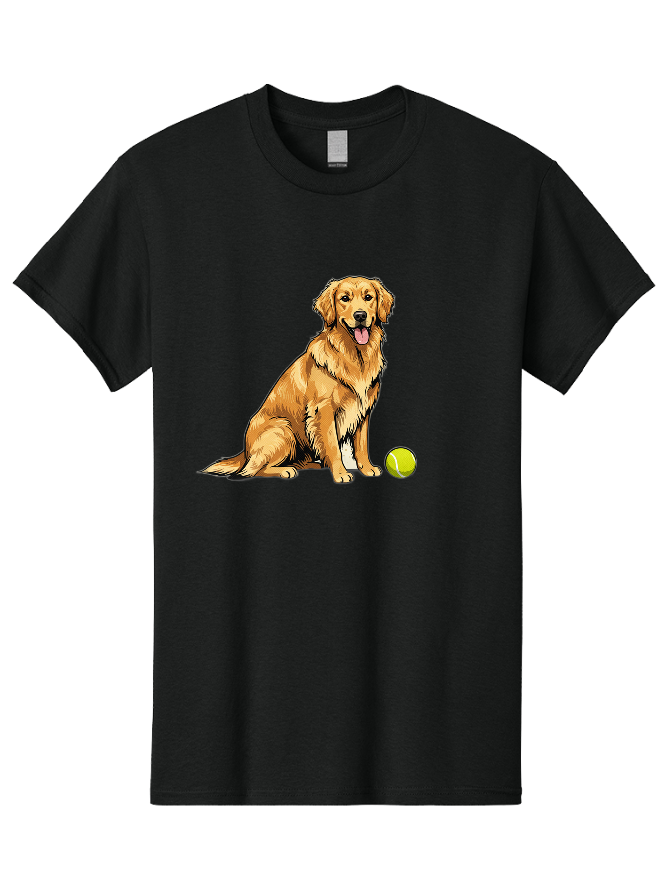 Golden-Retriever-7 Men'S Graphic Tee, 100% Cotton, Comfortable Casual Summer Wear, Machine Washable, Golden Retriever Dog, Tennis Ball, Sitting Dog, Happy Dog, Dog Sports, Canine Companion, Furry Friend, Playful Mood, Dog Illustration, Bab981 11
