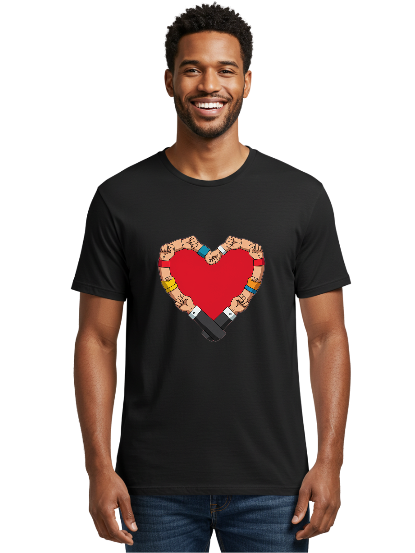 Hands-Forming-Heart-1 Men'S Graphic Tee, 100% Cotton, Comfortable Casual Summer Wear, Machine Washable, Hands Holding Heart, Unity, Solidarity, Social Justice, Human Rights, Love, Community, Togetherness, Diversity, Activism, Empowerment Bac022 28