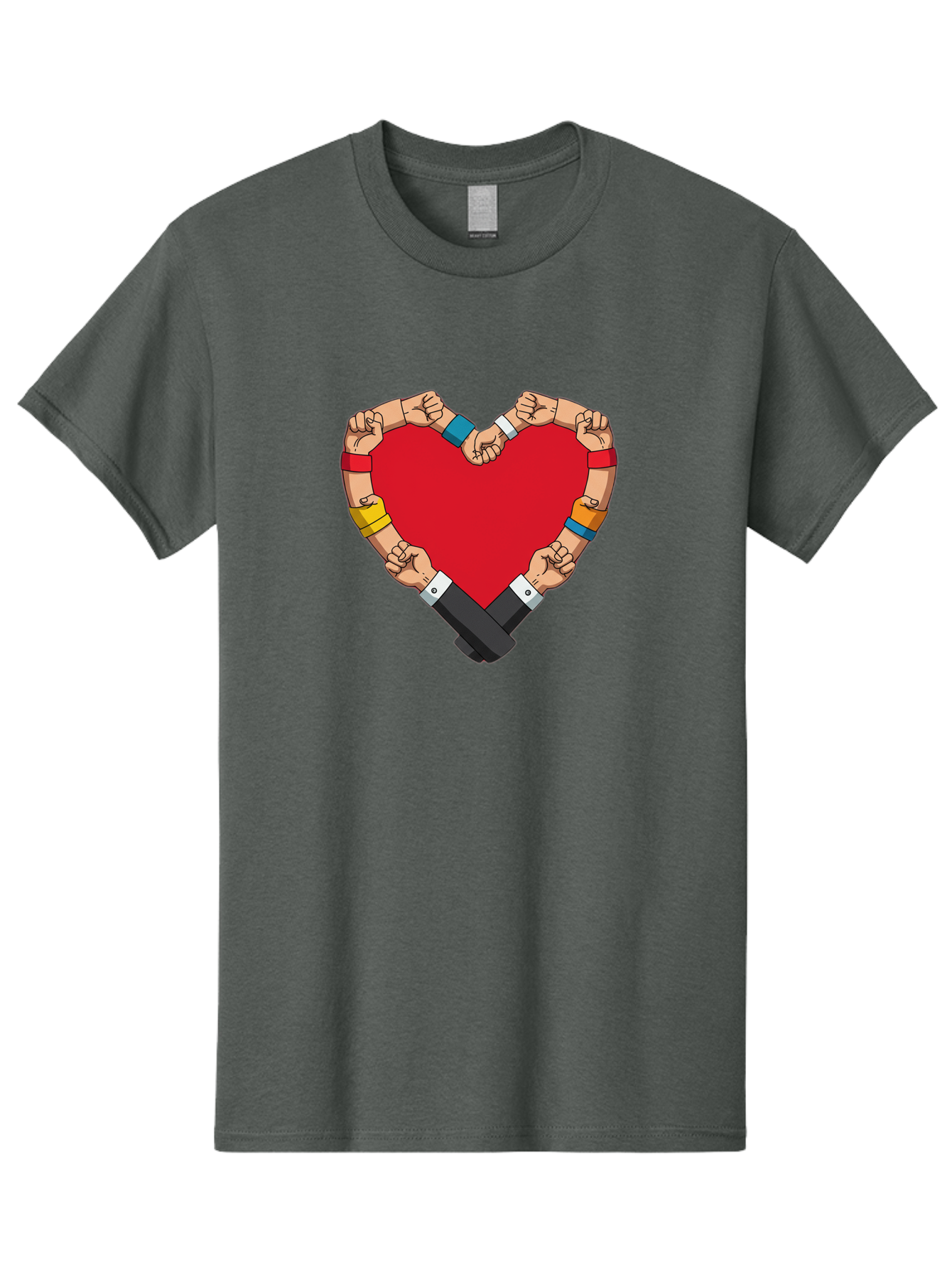 Hands-Forming-Heart-1 Men'S Graphic Tee, 100% Cotton, Comfortable Casual Summer Wear, Machine Washable, Hands Holding Heart, Unity, Solidarity, Social Justice, Human Rights, Love, Community, Togetherness, Diversity, Activism, Empowerment Bac022 6