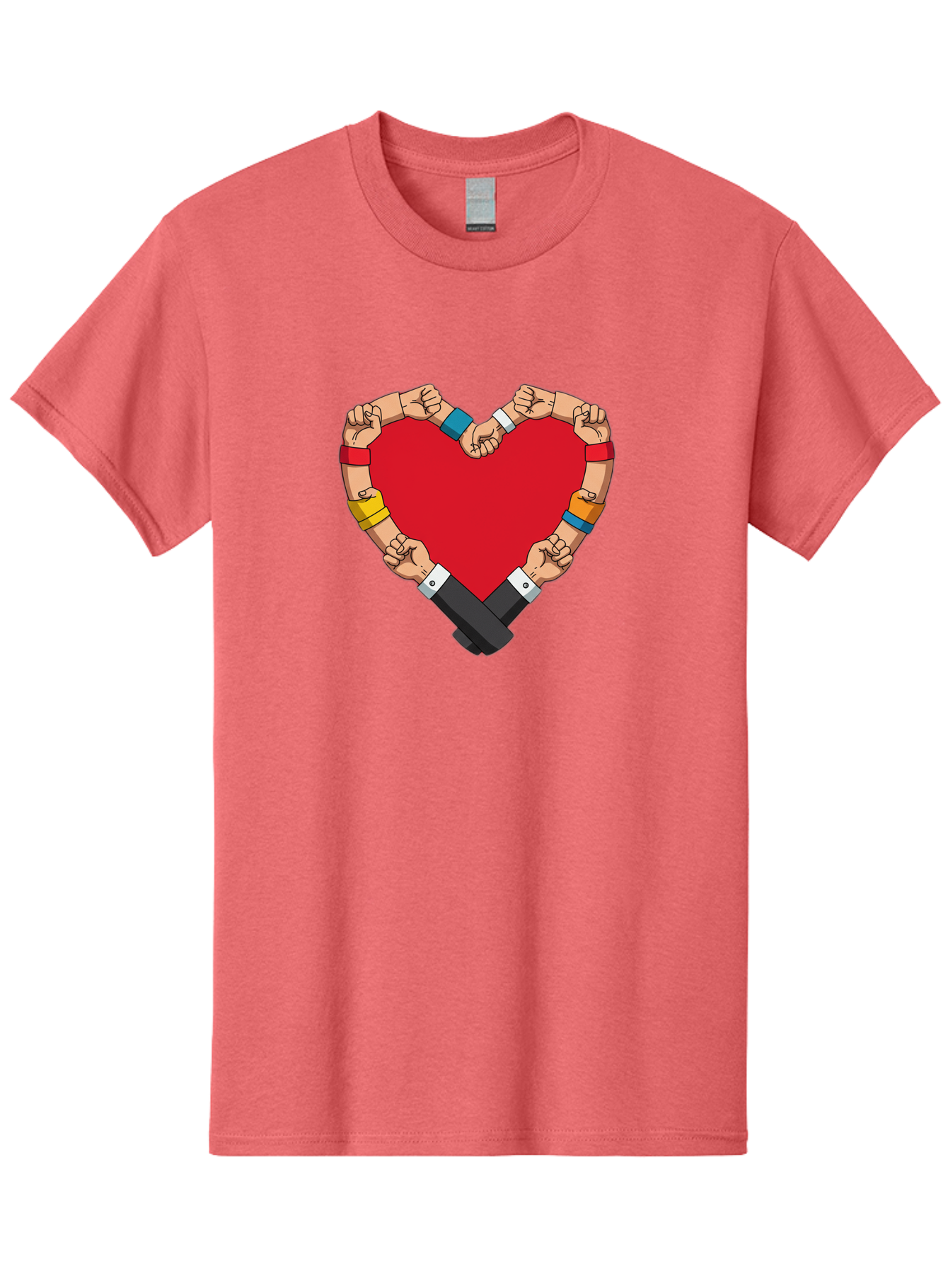 Hands-Forming-Heart-1 Men'S Graphic Tee, 100% Cotton, Comfortable Casual Summer Wear, Machine Washable, Hands Holding Heart, Unity, Solidarity, Social Justice, Human Rights, Love, Community, Togetherness, Diversity, Activism, Empowerment Bac022 3