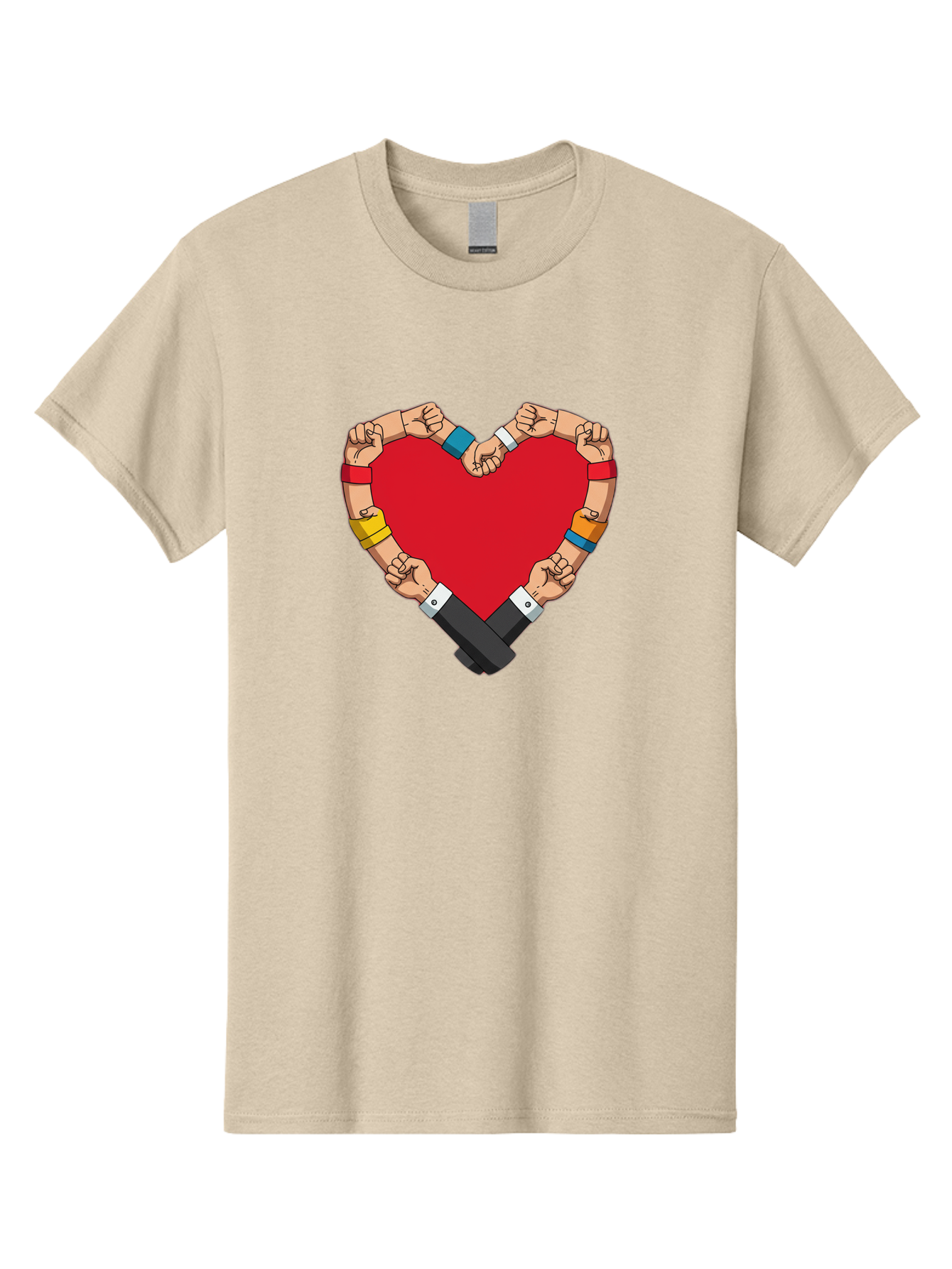 Hands-Forming-Heart-1 Men'S Graphic Tee, 100% Cotton, Comfortable Casual Summer Wear, Machine Washable, Hands Holding Heart, Unity, Solidarity, Social Justice, Human Rights, Love, Community, Togetherness, Diversity, Activism, Empowerment Bac022 7