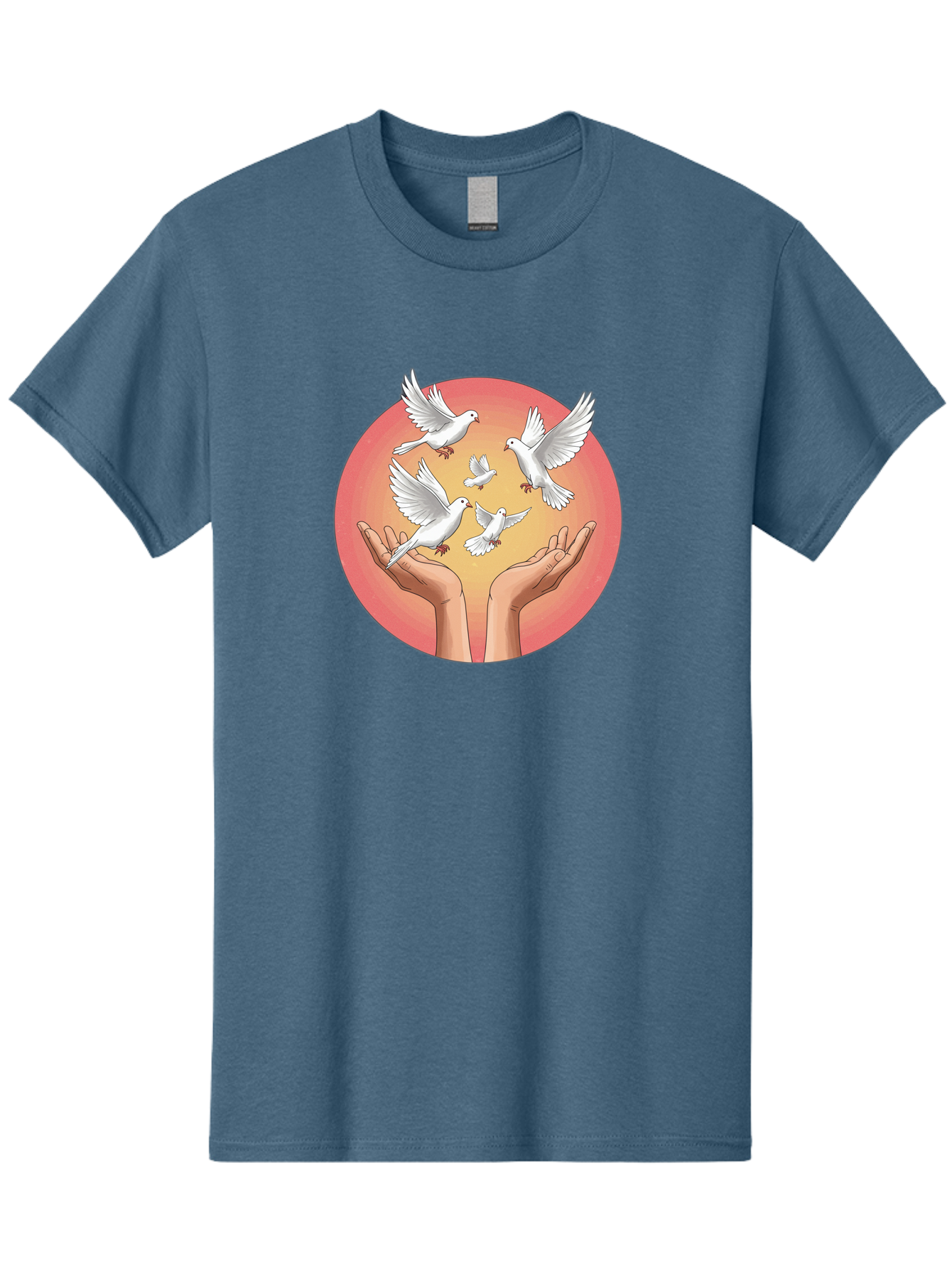Hands-Releasing-Doves Men'S Graphic Tee, 100% Cotton, Comfortable Casual Summer Wear, Machine Washable, Doves Flying Away, Hands Releasing Birds, White Doves, Peaceful Release, Liberation, Freedom, Gentle Hands, Peaceful Atmosphere, Bac030 14