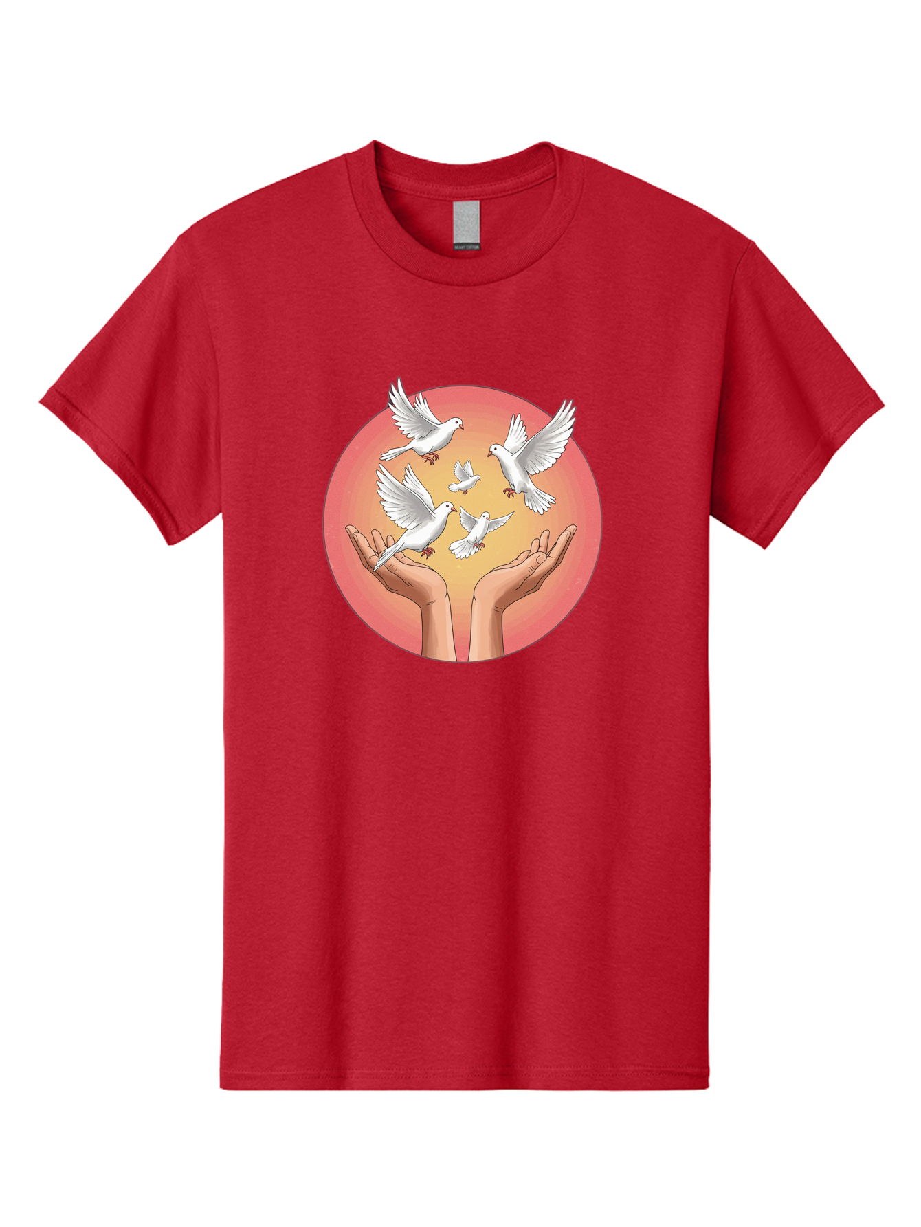 Hands-Releasing-Doves Men'S Graphic Tee, 100% Cotton, Comfortable Casual Summer Wear, Machine Washable, Doves Flying Away, Hands Releasing Birds, White Doves, Peaceful Release, Liberation, Freedom, Gentle Hands, Peaceful Atmosphere, Bac030 6