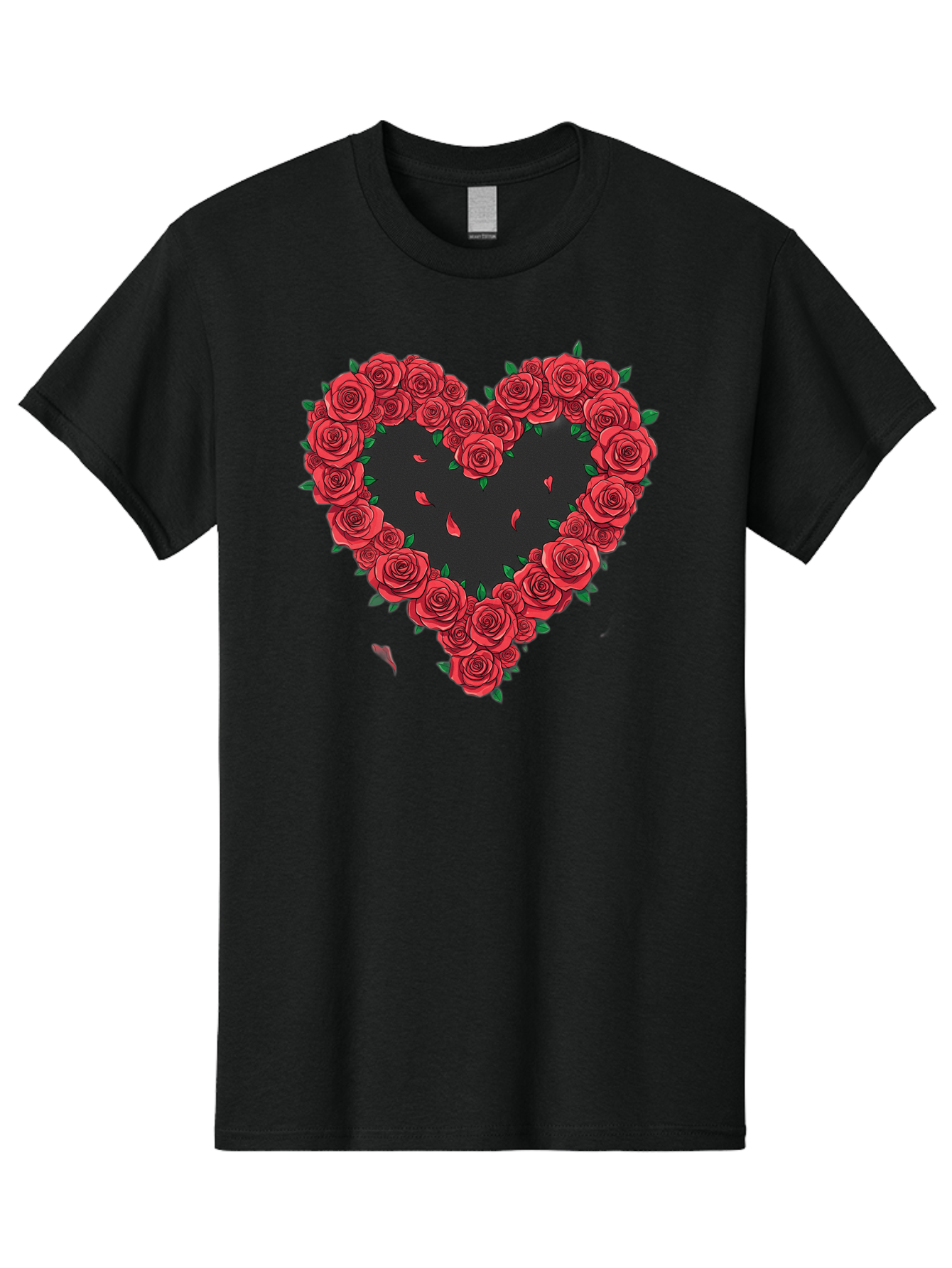 Heart-Of-Roses Men'S Graphic Tee, 100% Cotton, Comfortable Casual Summer Wear, Machine Washable, Heart Shape, Red Roses, Floral Arrangement, Love Symbol, Romance, Valentine'S Day, Beautiful Flowers, Rose Petals Bac034 8